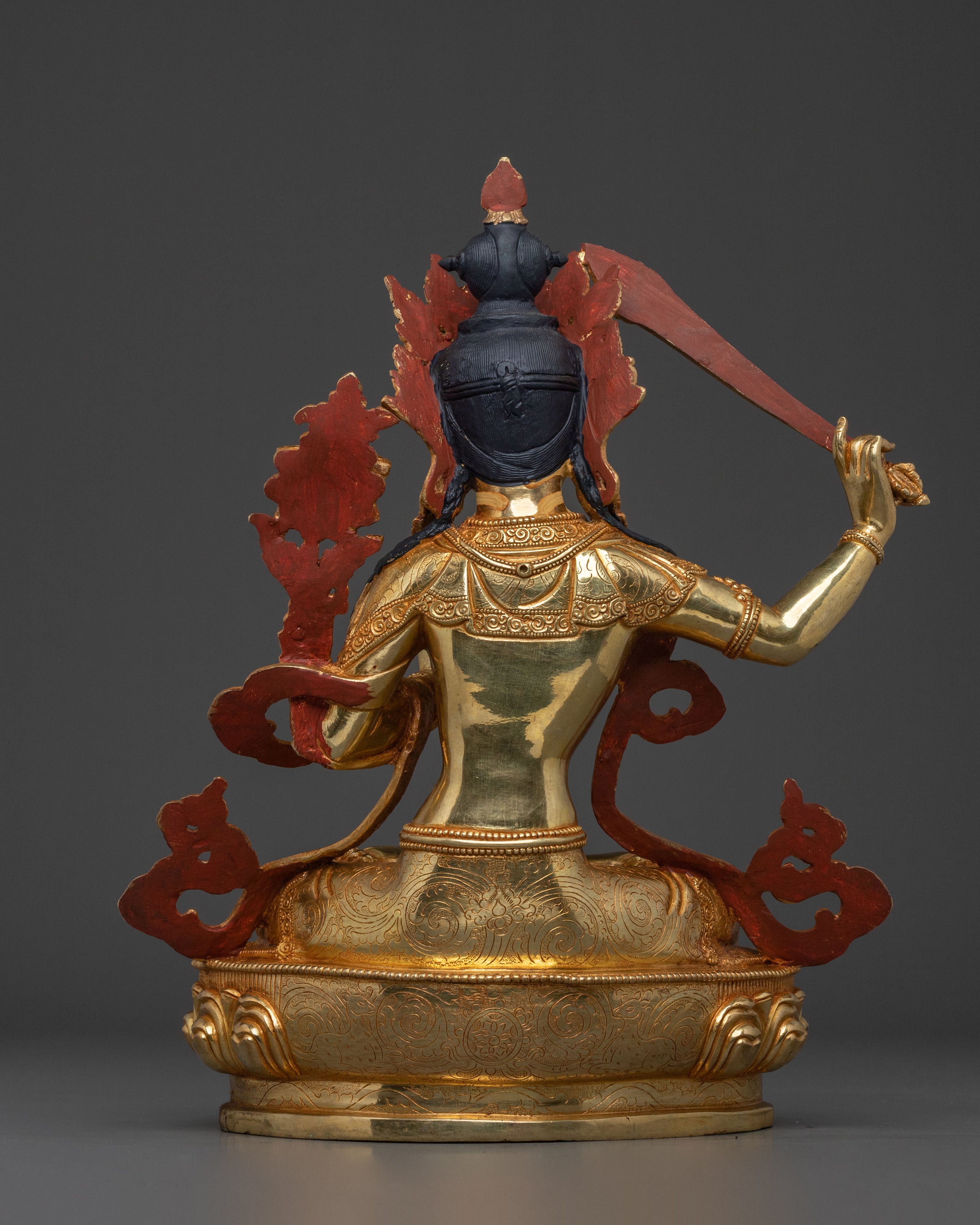 Manjushri 24K Gold Gilded Statue | Wisdom Bodhisattva