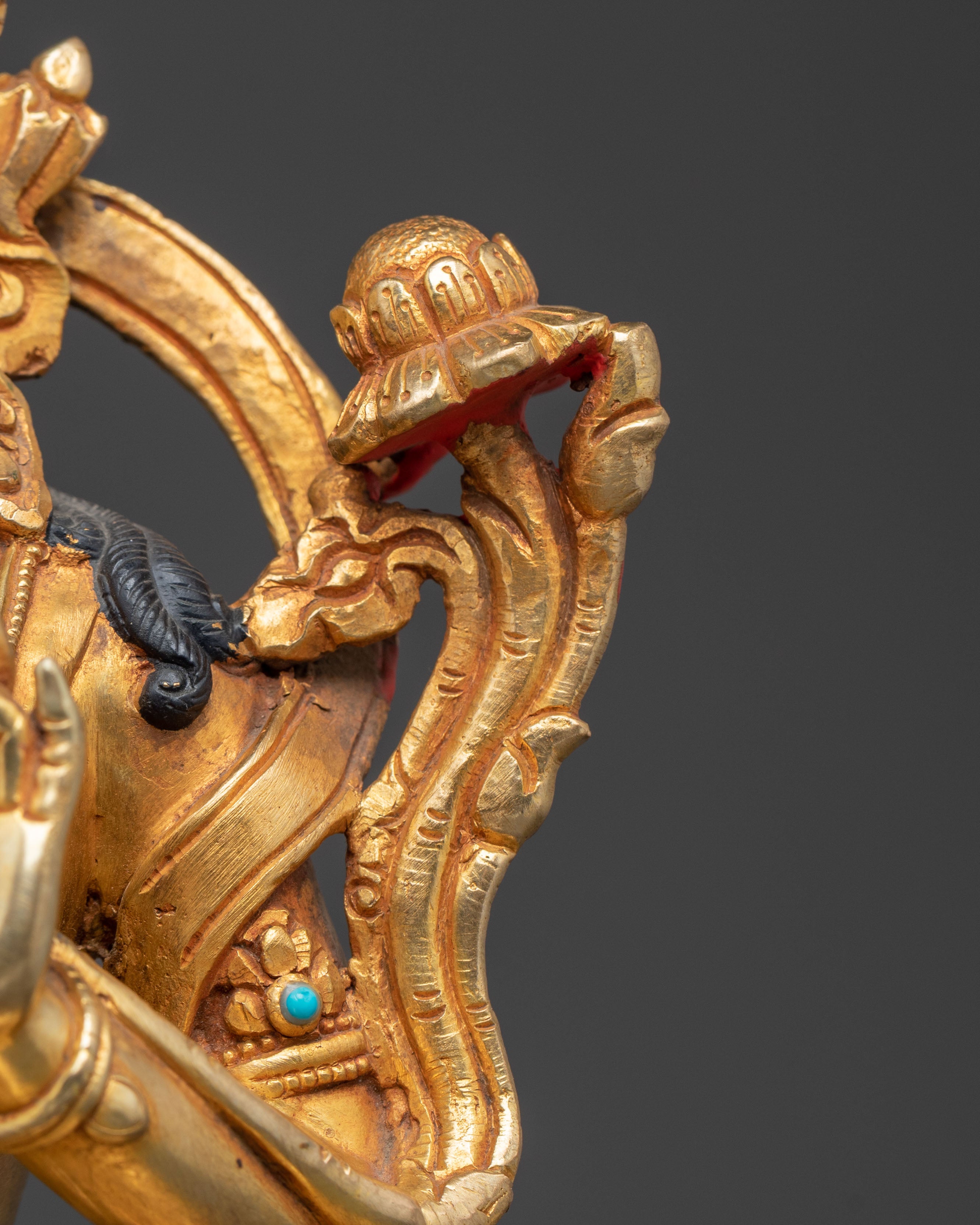 Green Tara 24K Gold Gilded Statue for Rituals