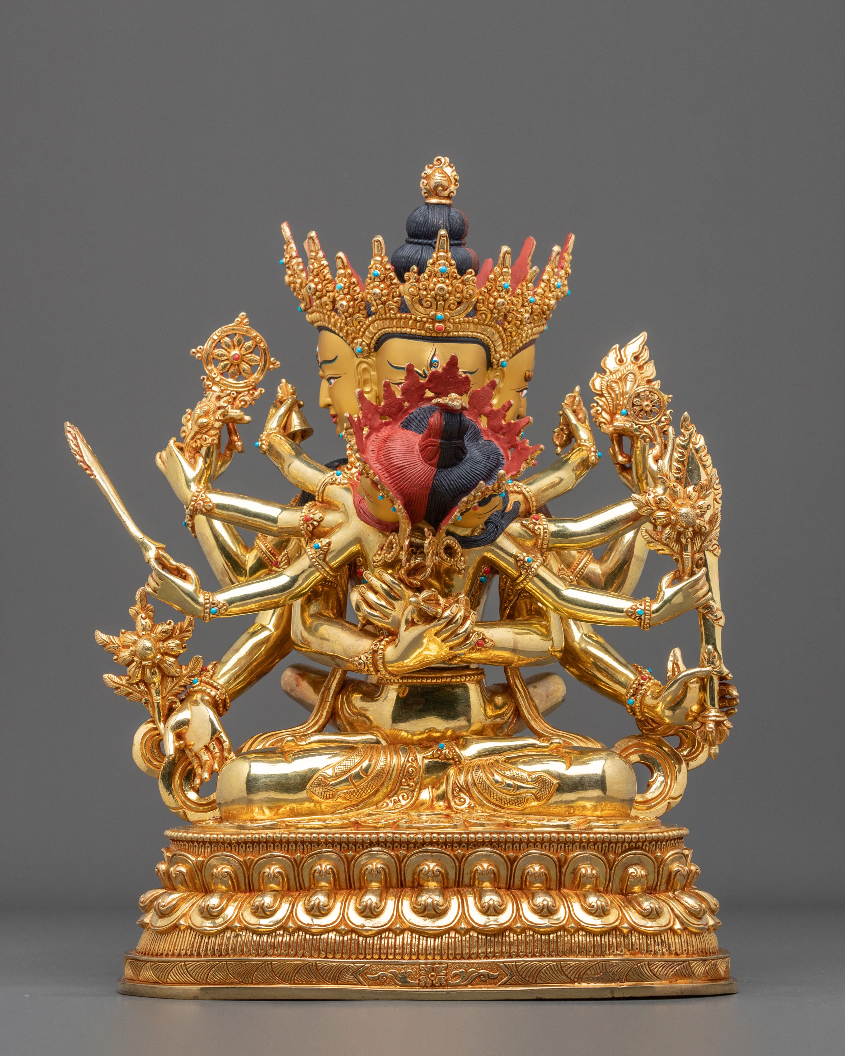 Guhyasamaja Tantric Buddha Statue | 24K Gilded Copper Statue