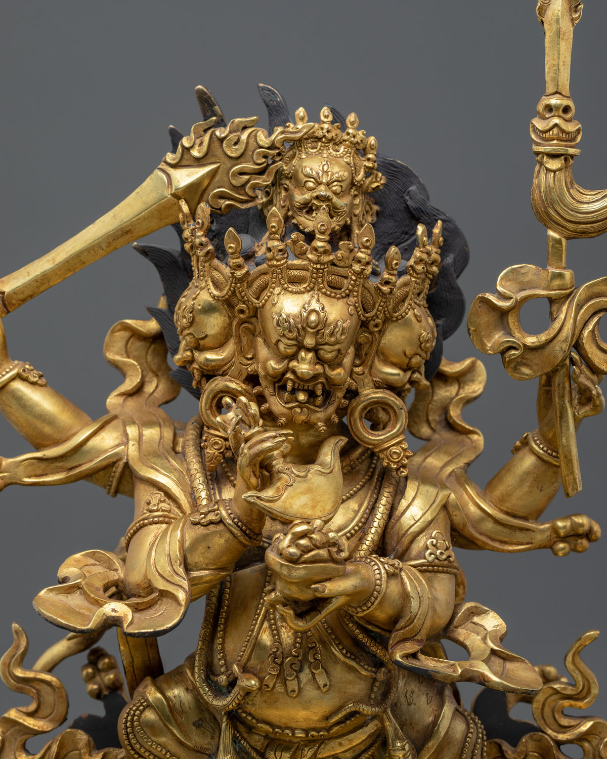 Sacred Protector Four Armed Mahakala Statue
