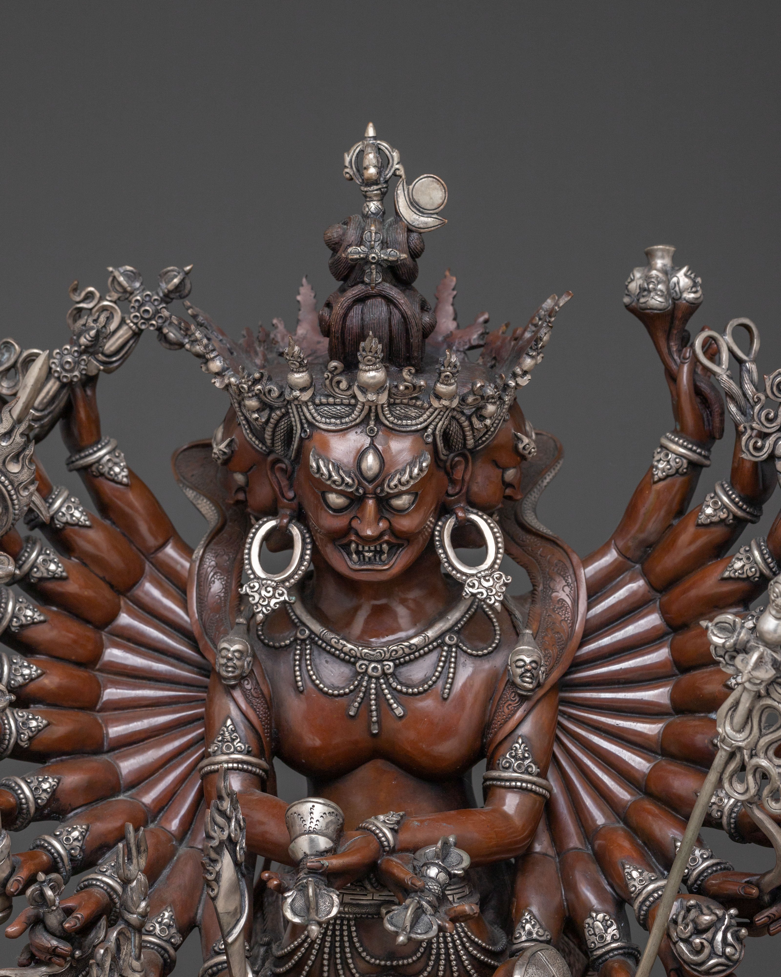Kalachakra Handcrafted Statue | Silver-Plated Figurine