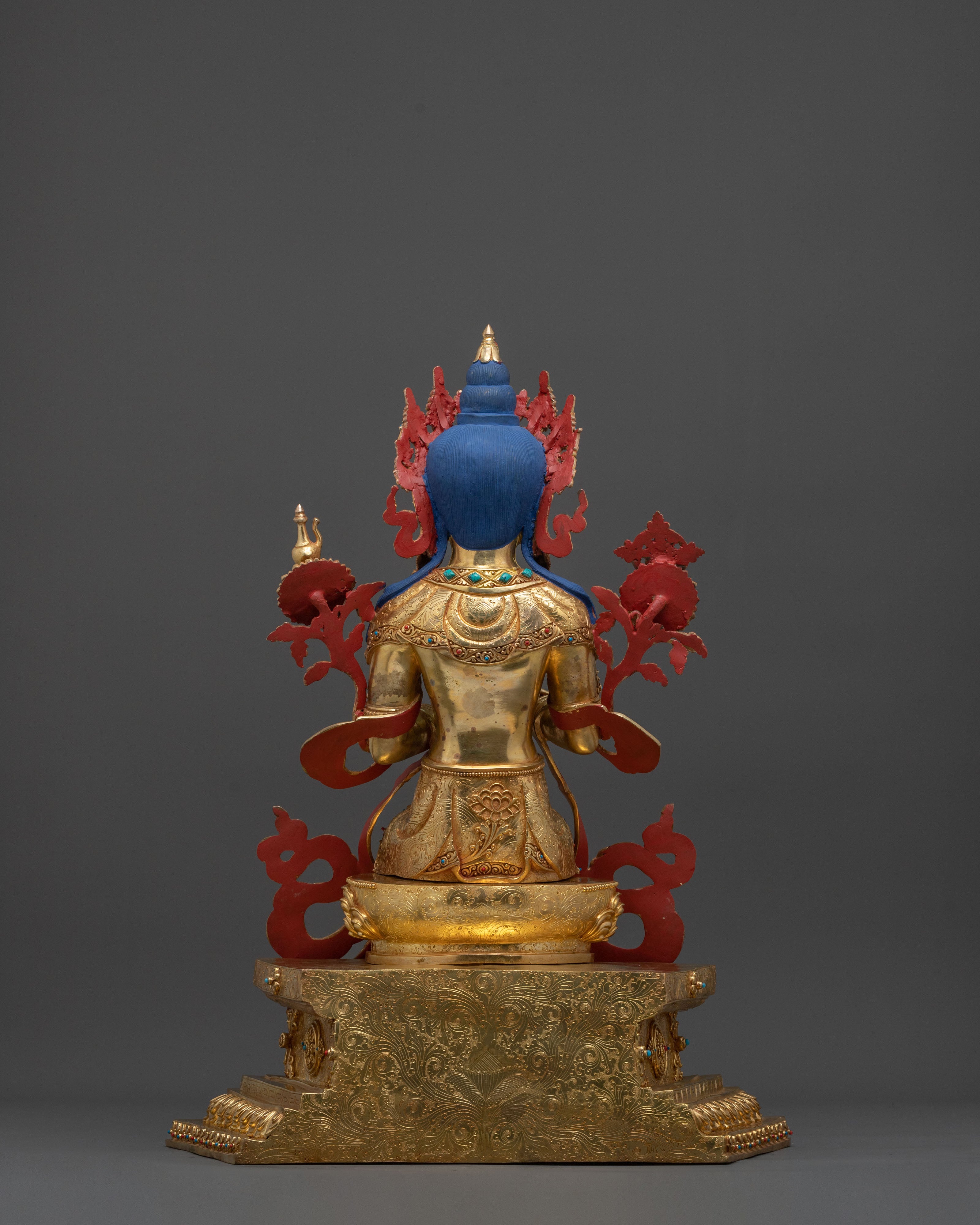 Maitreya Buddha Fire Gold Gilded Statue | Home Decor