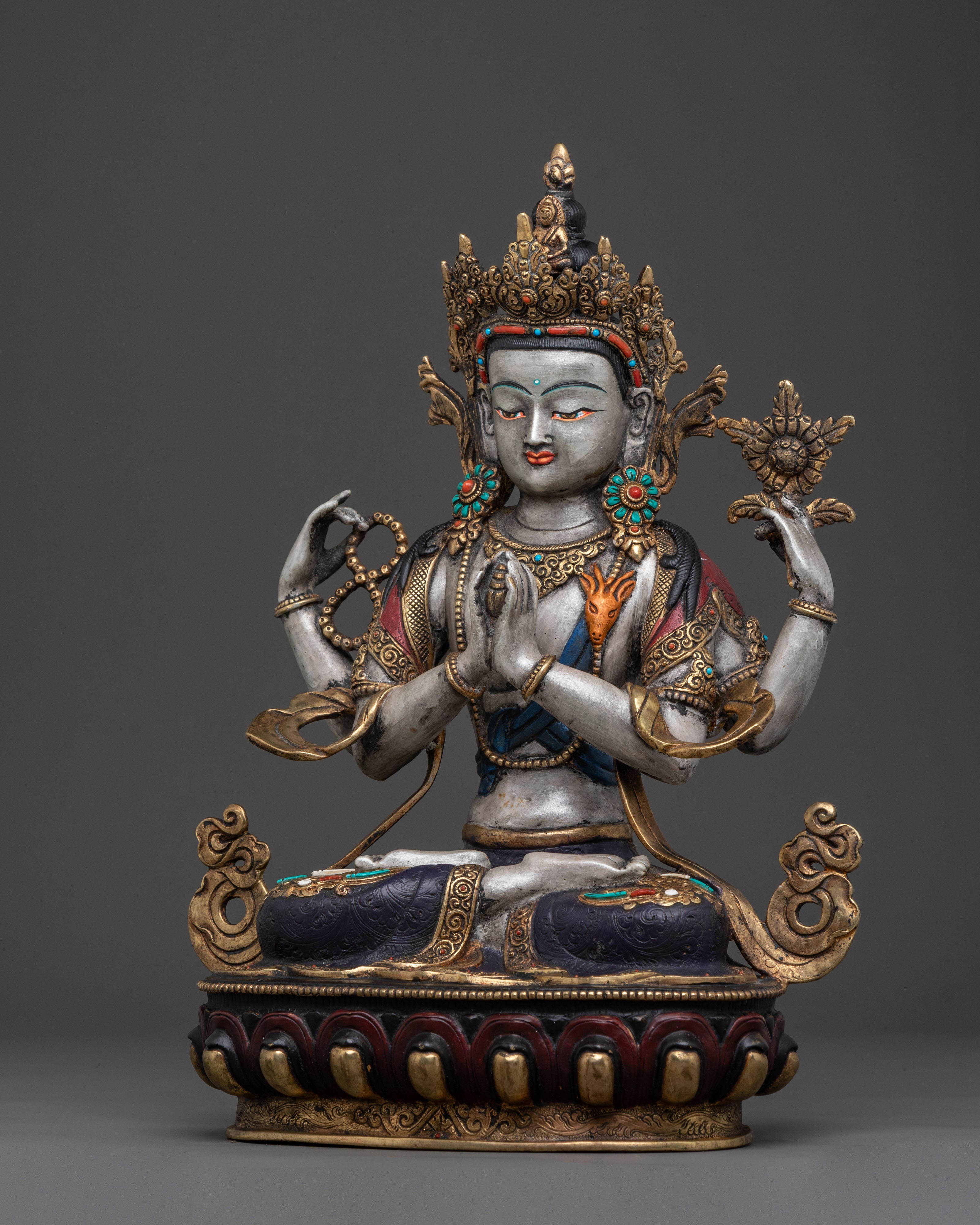 Traditional Himalayan Figurine of Chenrezig