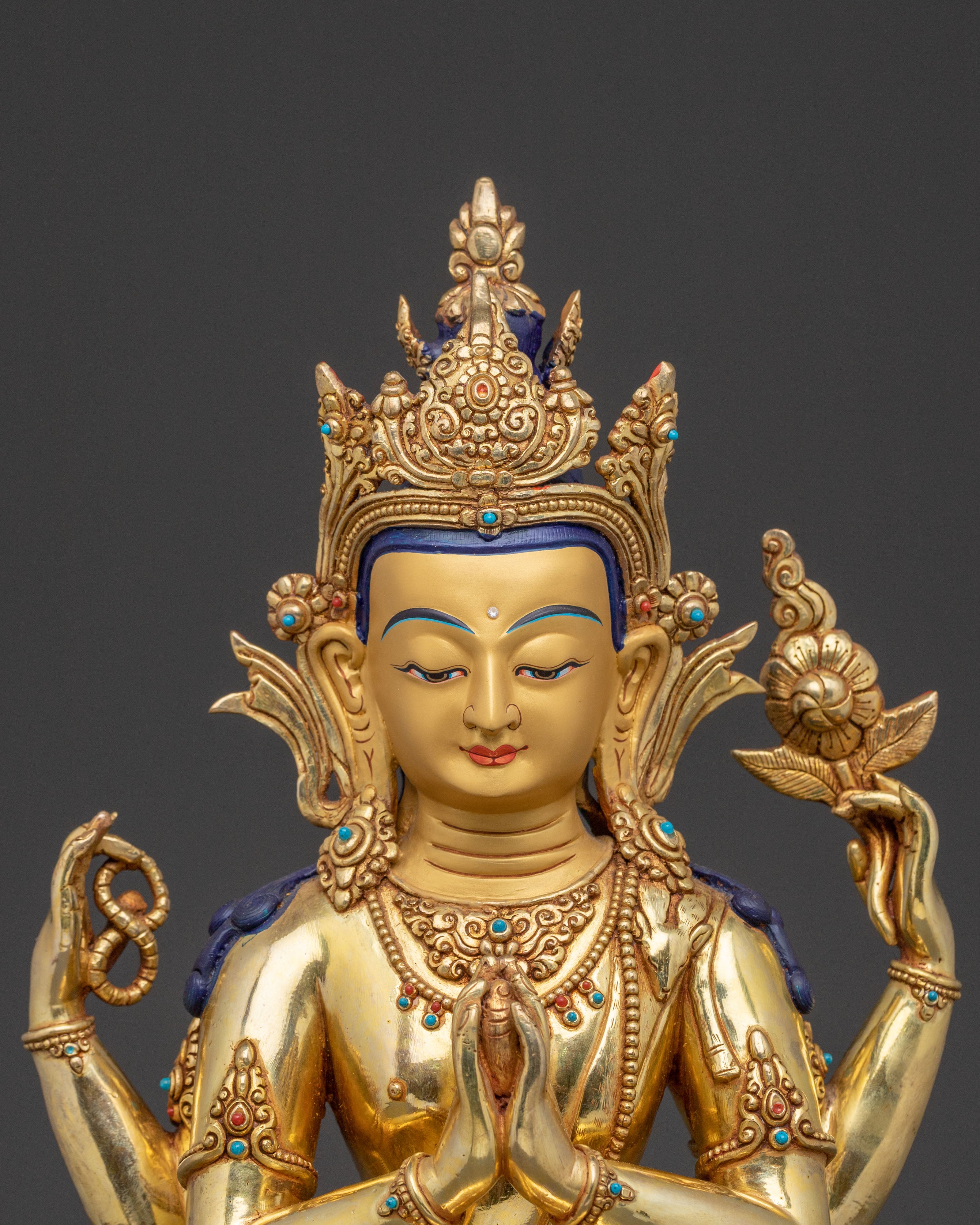 Handcrafted Divine Chenrezig Sculpture | Tibetan Sacred Sculpture