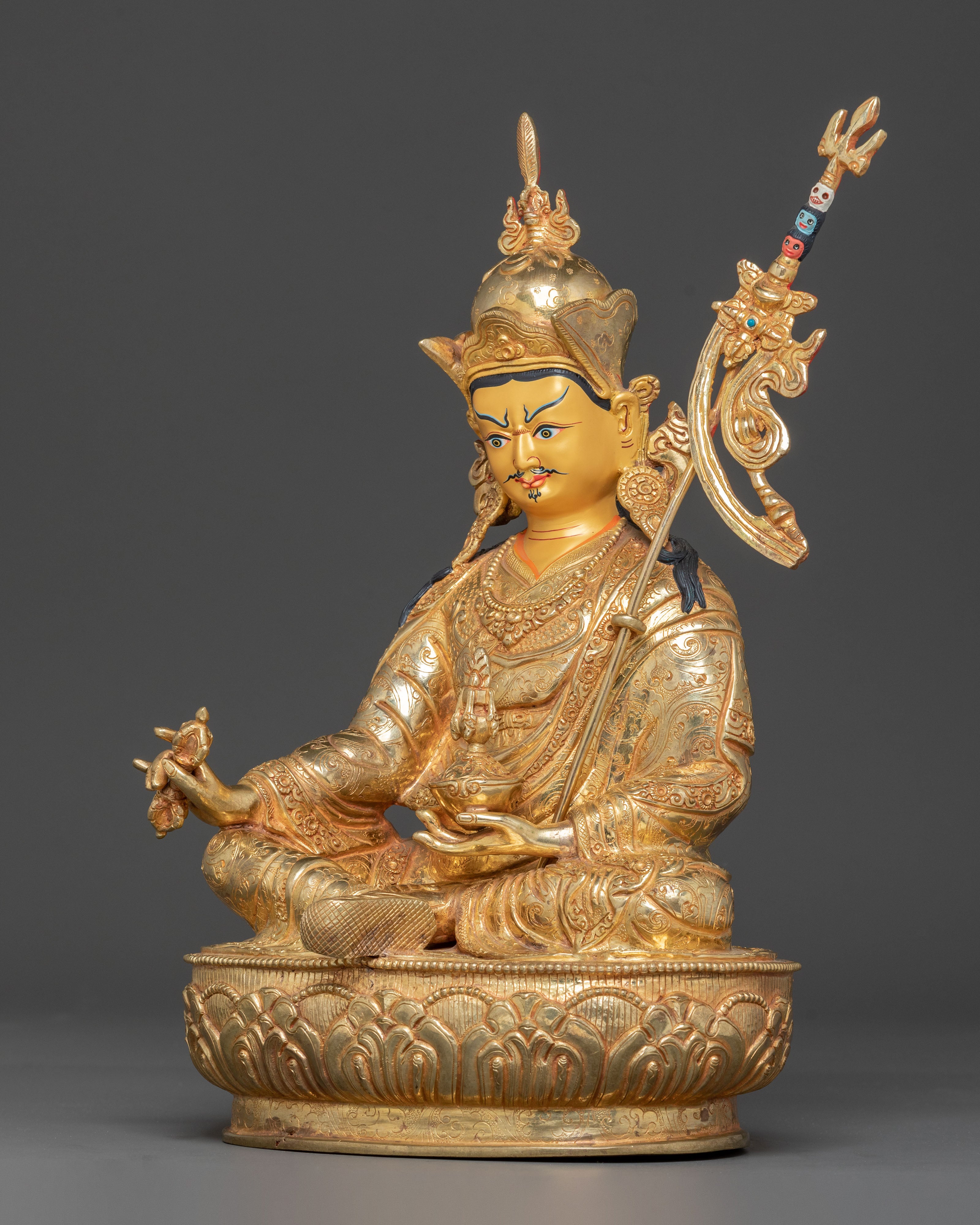 Golden Lotus Born Guru Rinpoche Statue