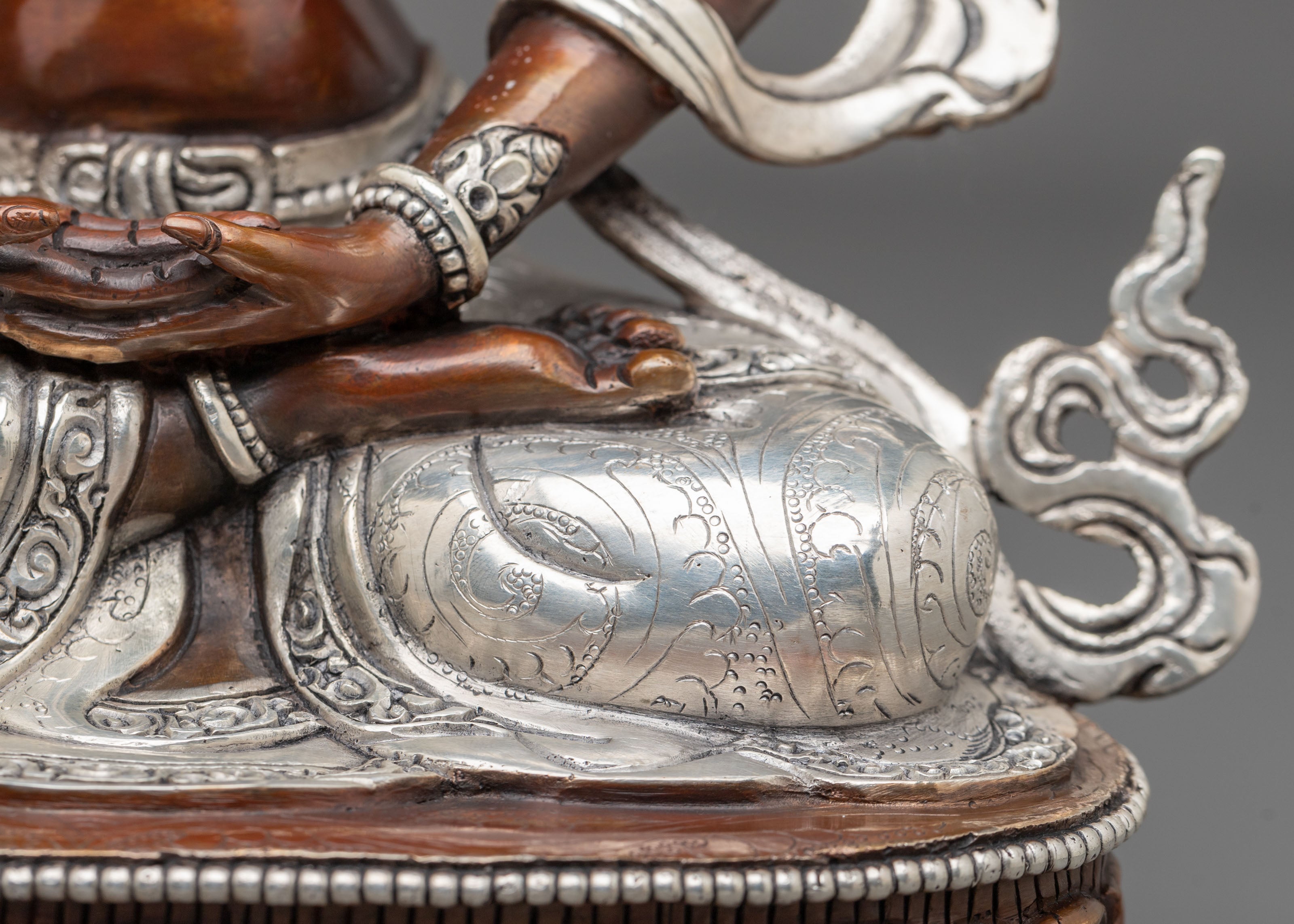 Prajnaparamita Wisdom Goddess Statue | Silver-Plated Copper Sculpture