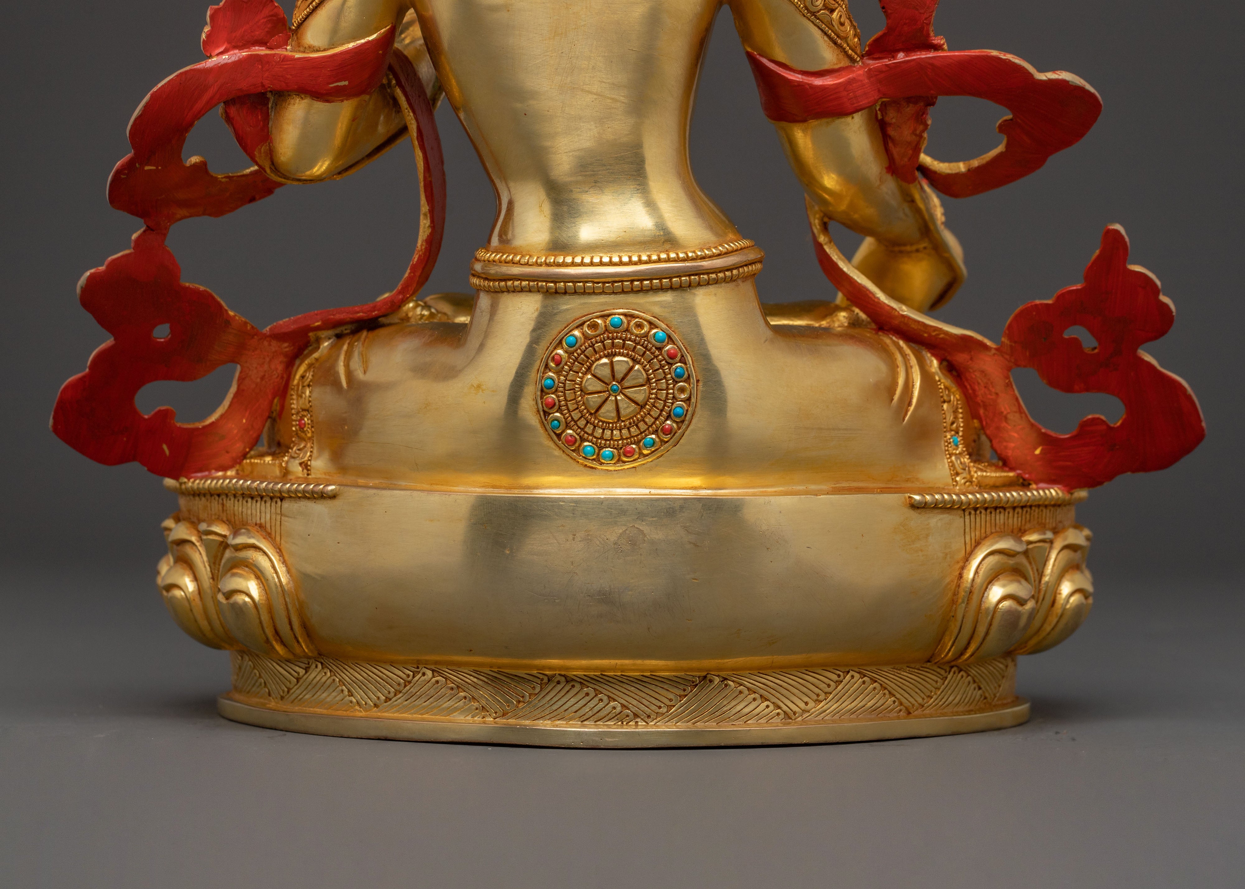 Sacred White Tara Figure | 24K Gold Gilded Statue