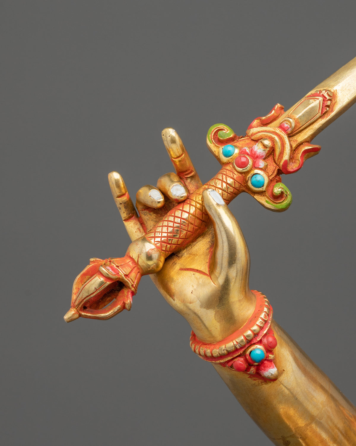 Manjushri 24K Gold Gilded Copper Statue: Wisdom Embodied