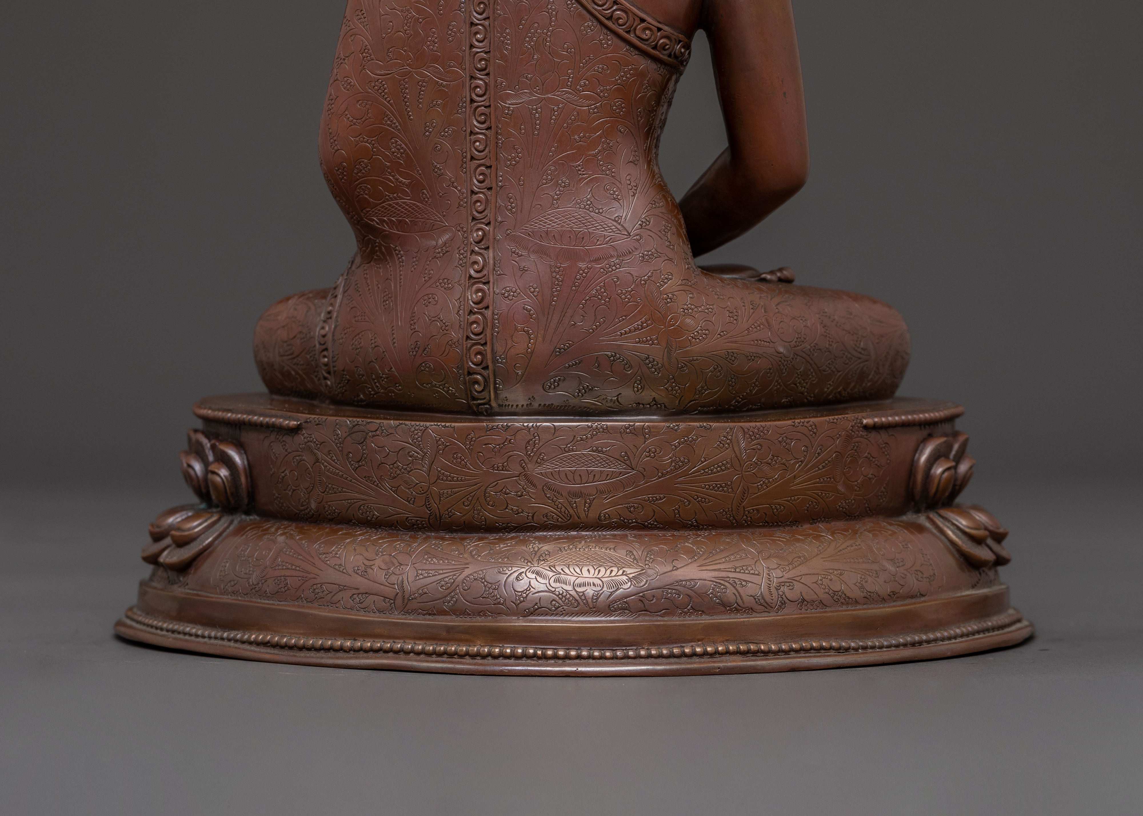 Crown Amitabha Buddha Statue in Oxidized Copper