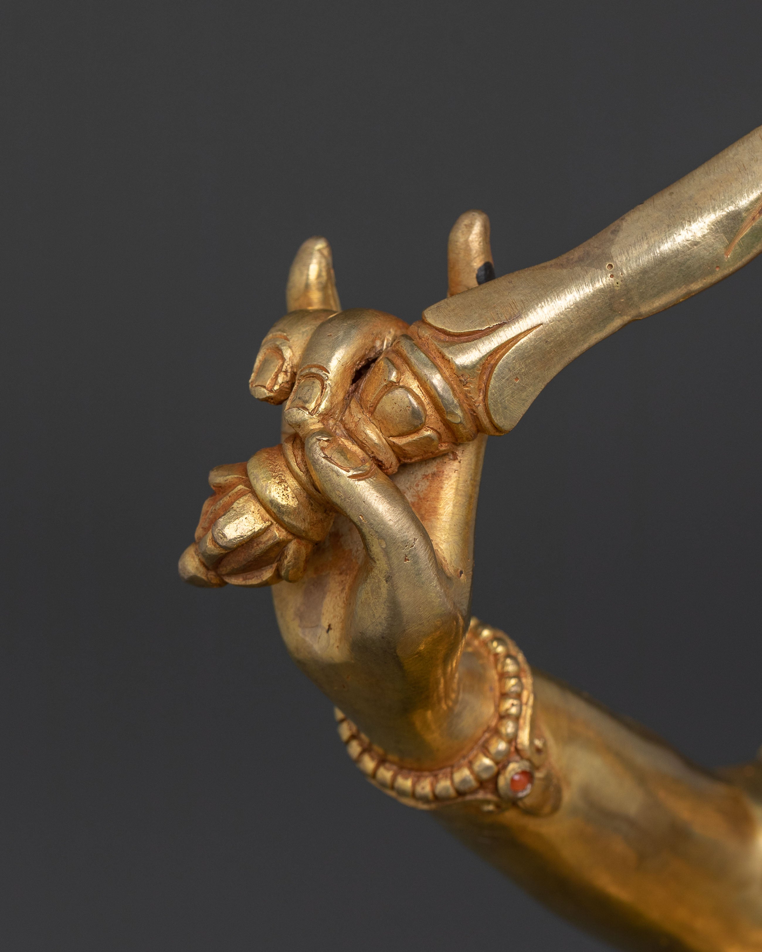 24K Gold Gilded Manjushri Sculpture: Sword of Wisdom