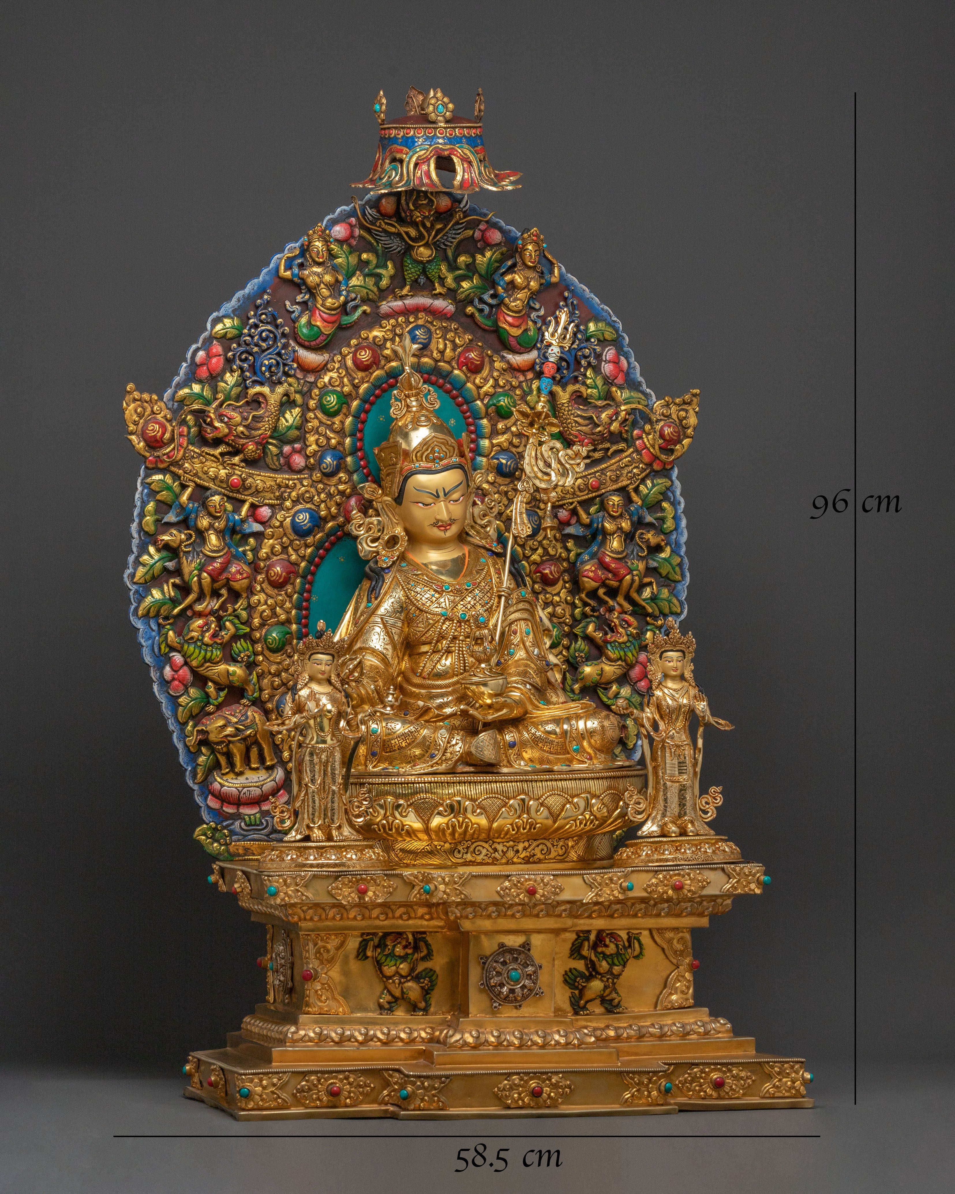 Guru Rinpoche Statue on Throne | Buddhist Master