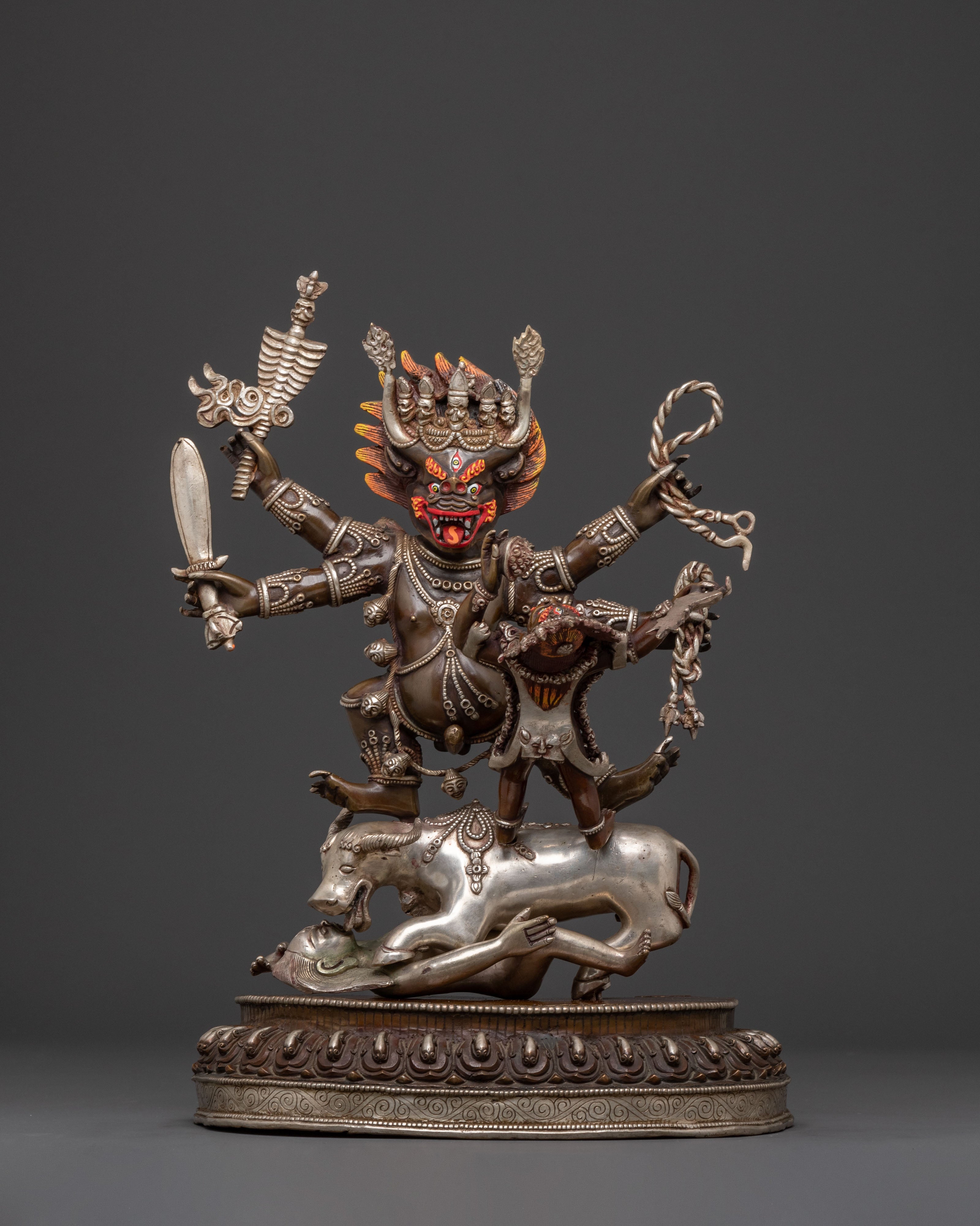 Handcrafted Statue of Yamantaka With Consort – Oxidized Copper Art