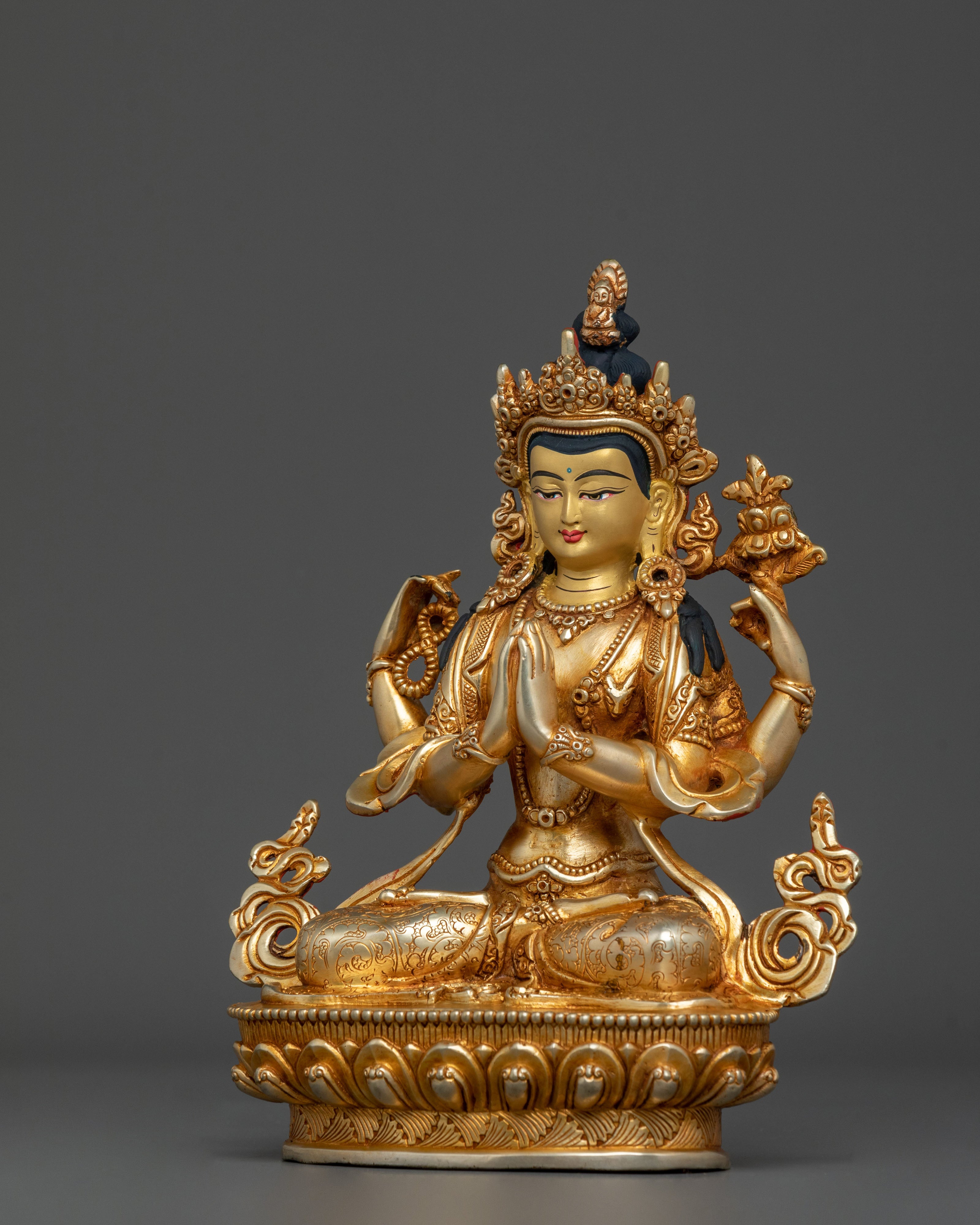 Four Armed Chenrezig Copper Sculpture | Home Decor