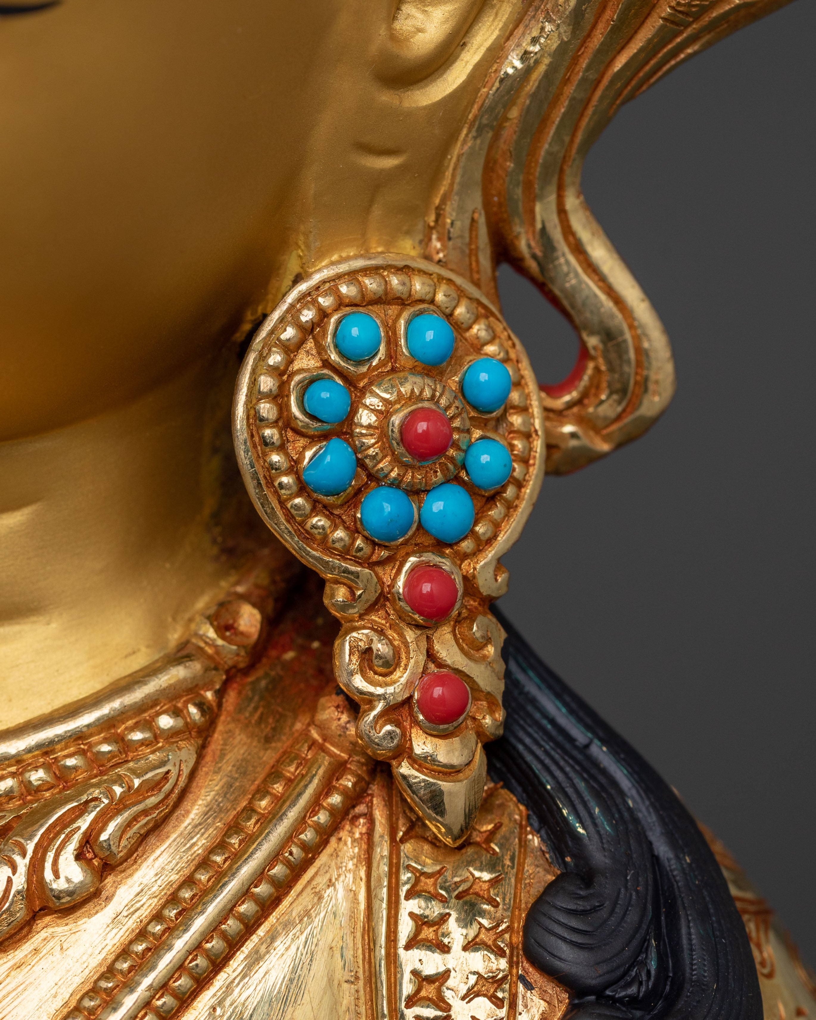 Vajrasattva Vajrayana Practice Sculpture in Gleaming Gold