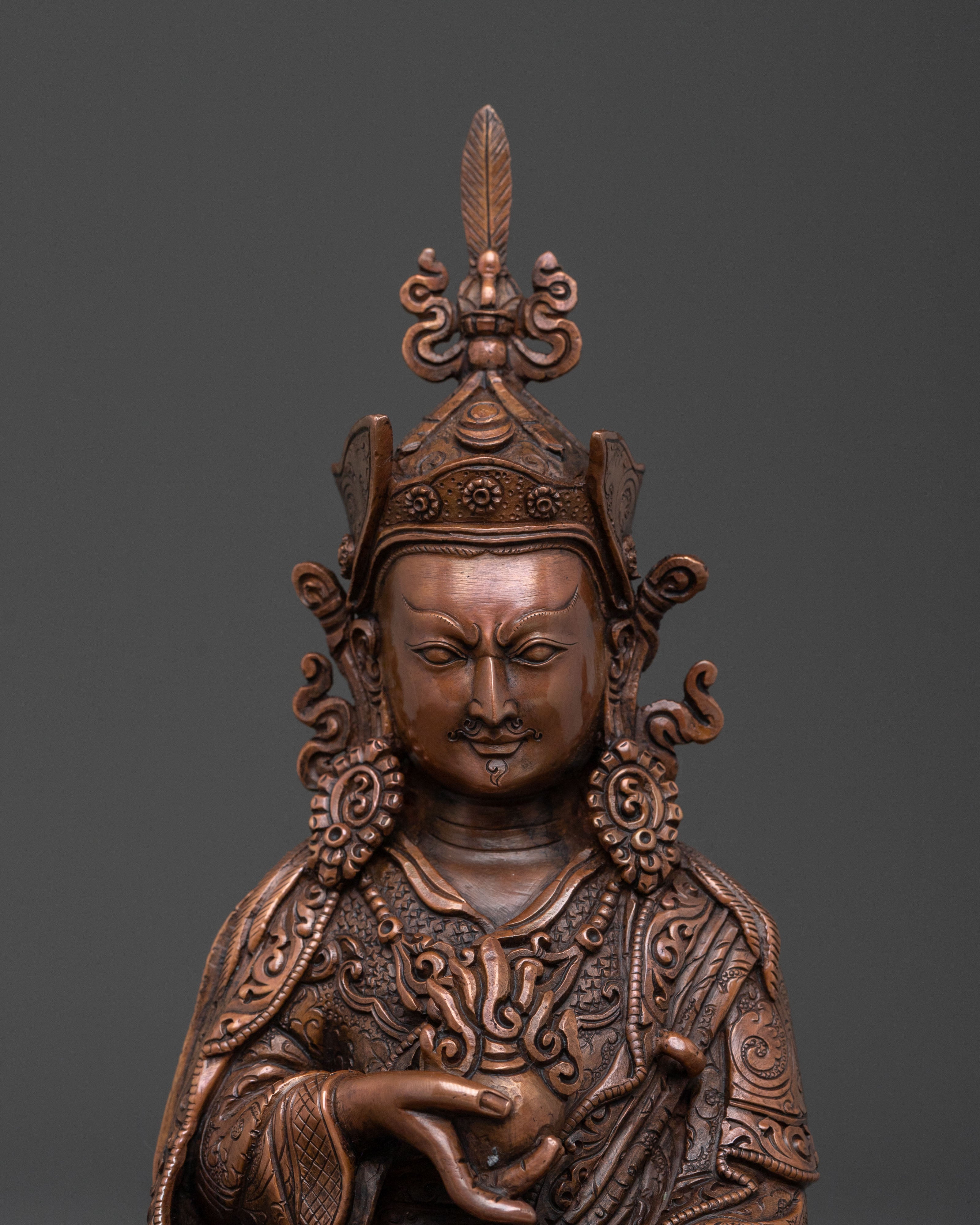 Guru Norlha Blessing Statue: Oxidized Copper Body