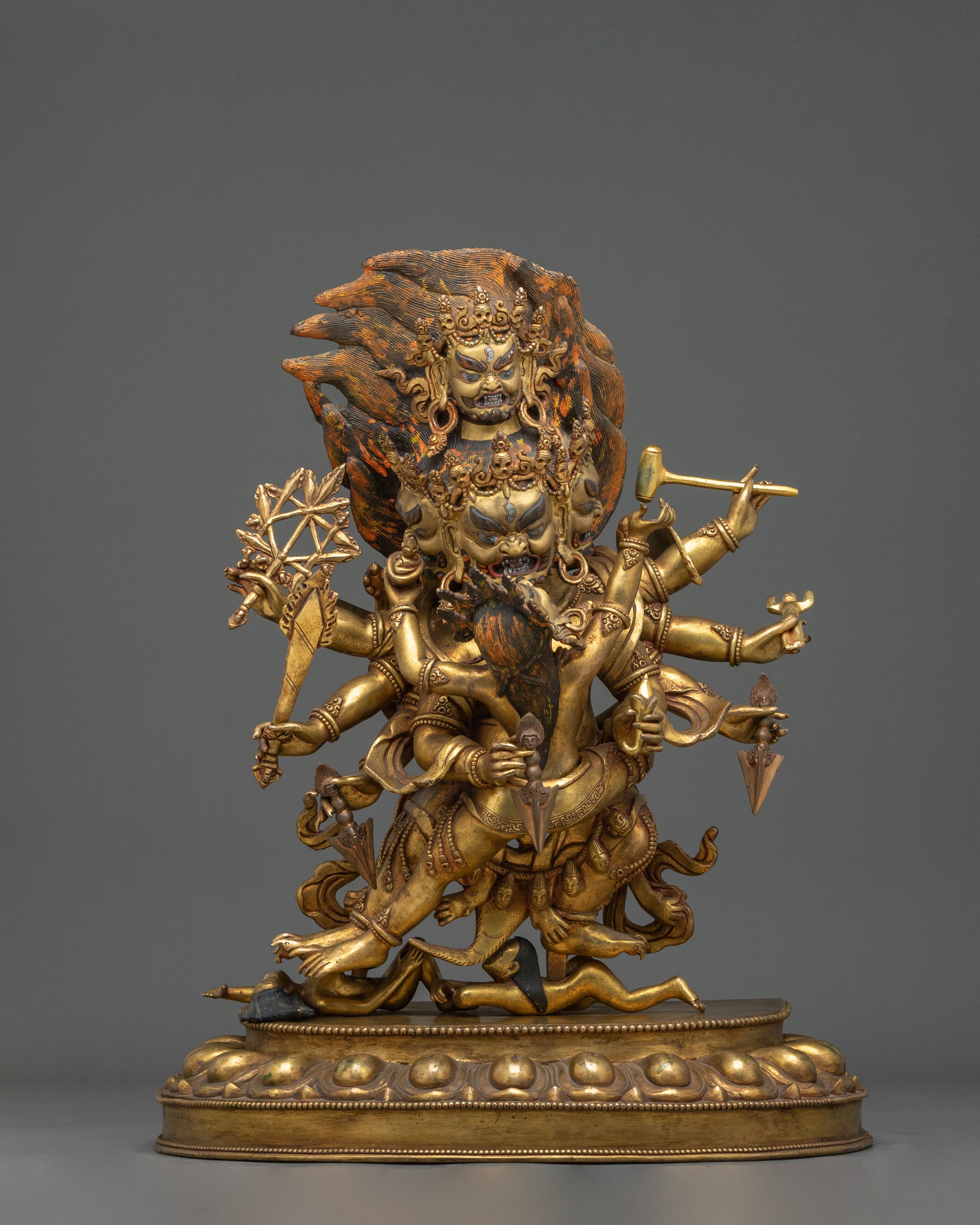 Fierce Heyagriva: 24K Gold Gilded Copper Statue