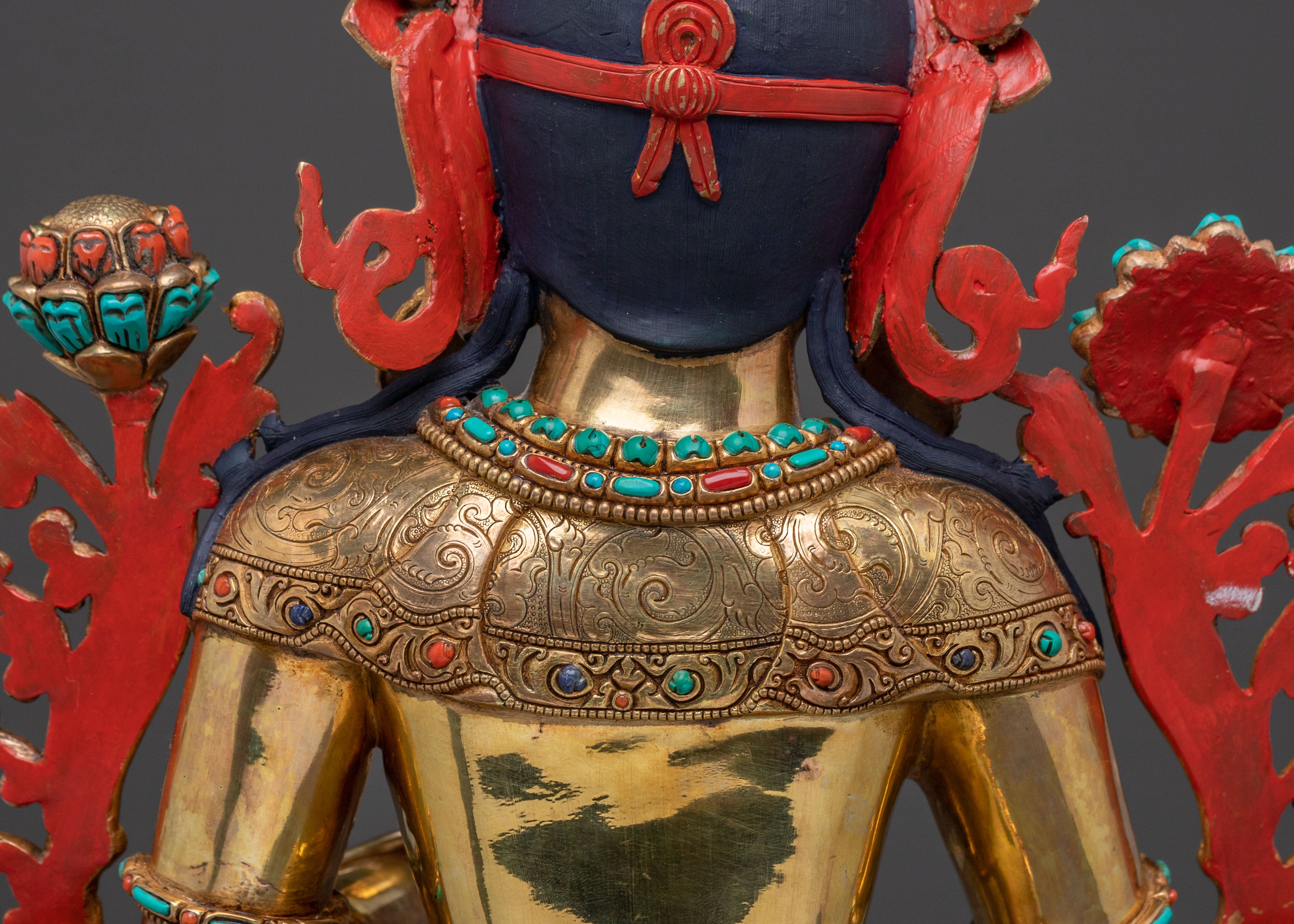 White Tara Blessing Statue | 24K Gold Gilded Figure