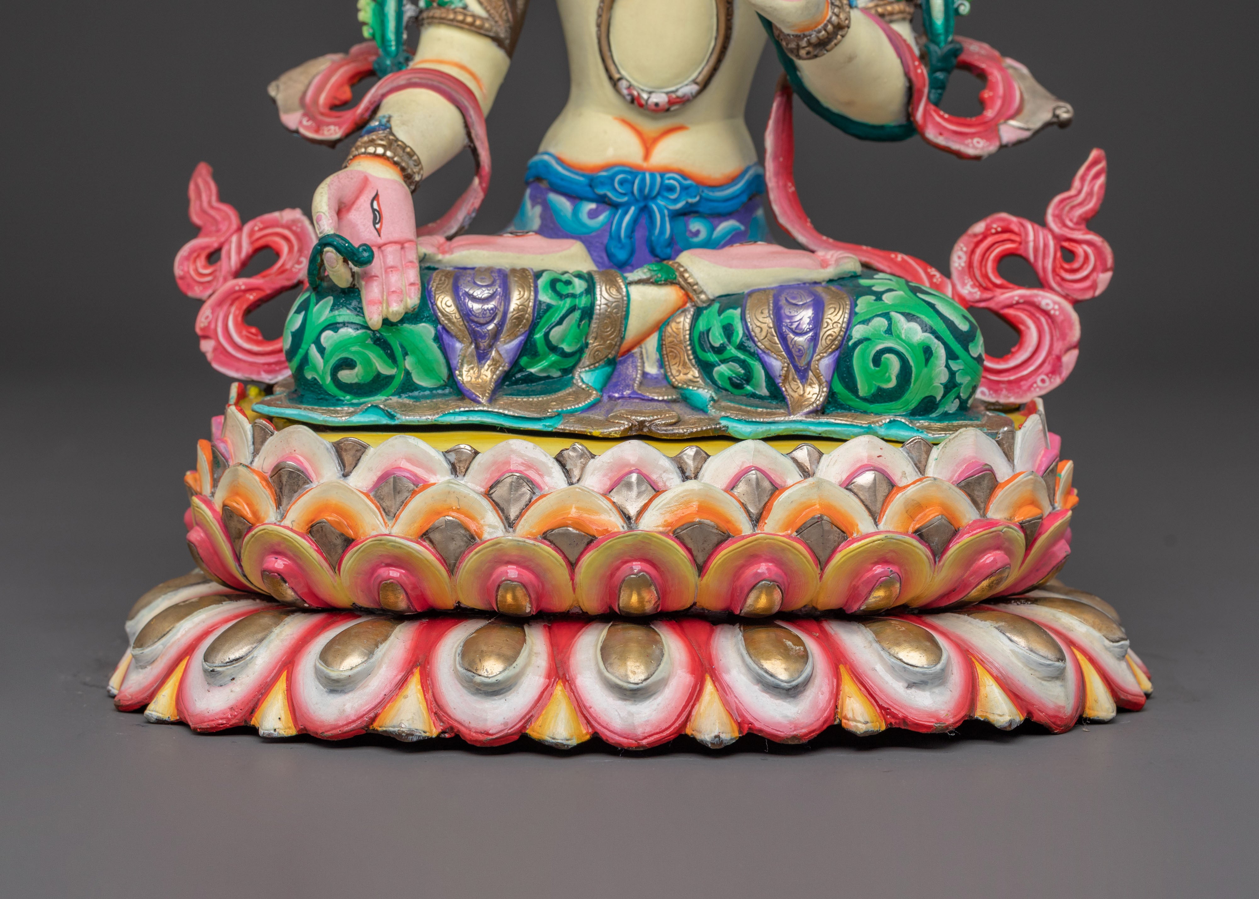 Healing Grace White Tara Statue – Gilded Copper Serenity