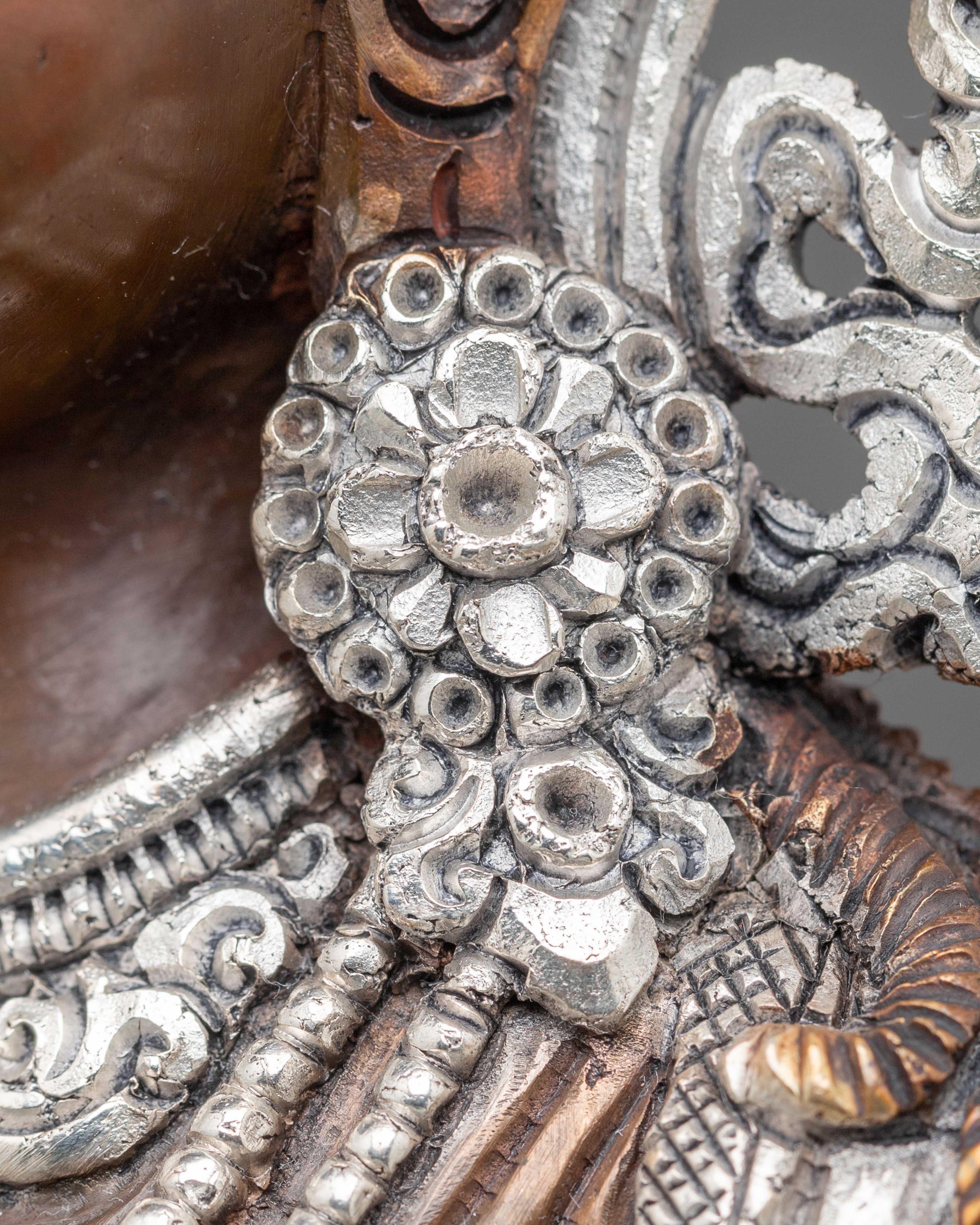 Prajnaparamita Wisdom Goddess Statue | Silver-Plated Copper Sculpture