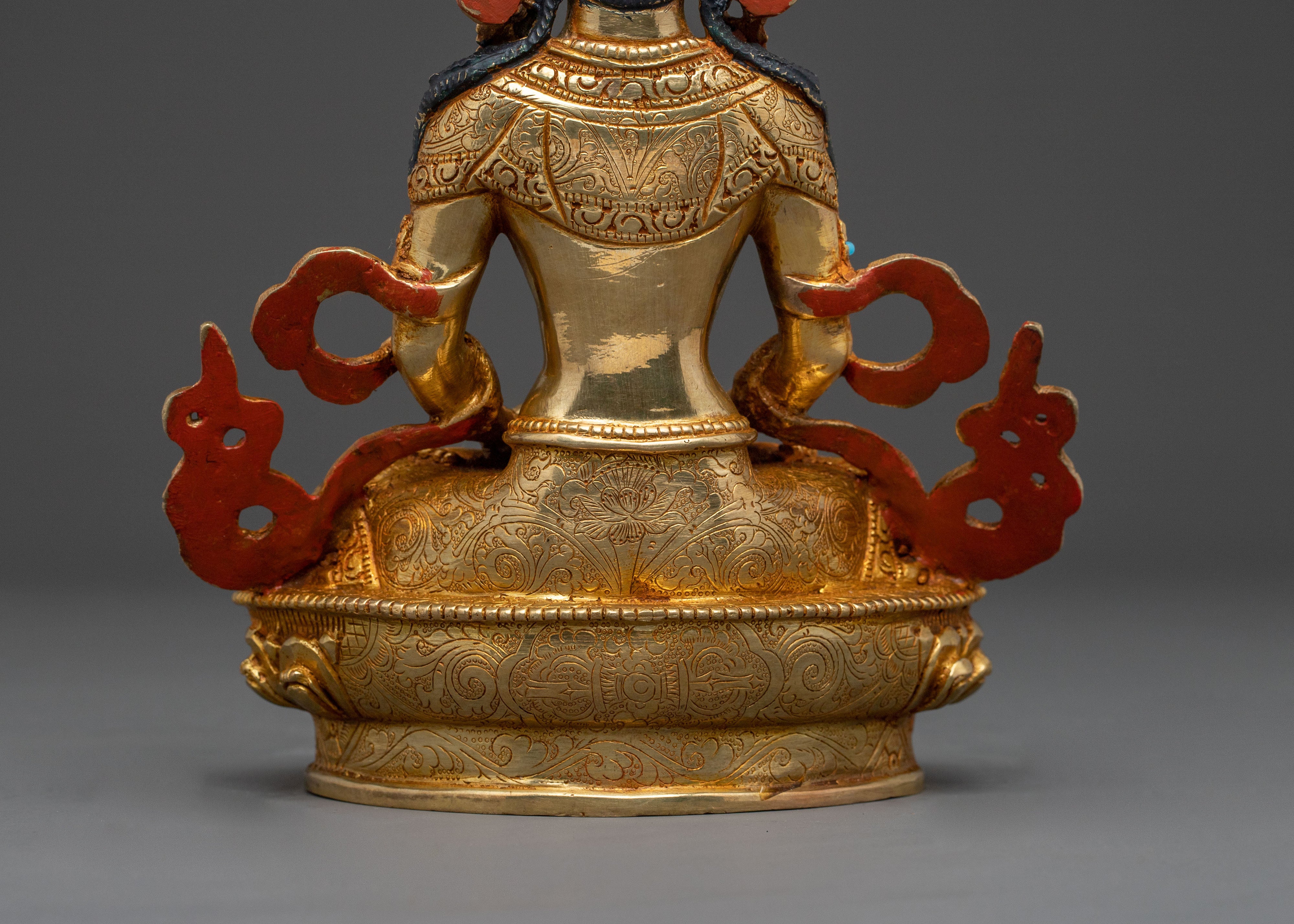 Spiritual Statue of Amitayus – 24K Gold Gilded Copper