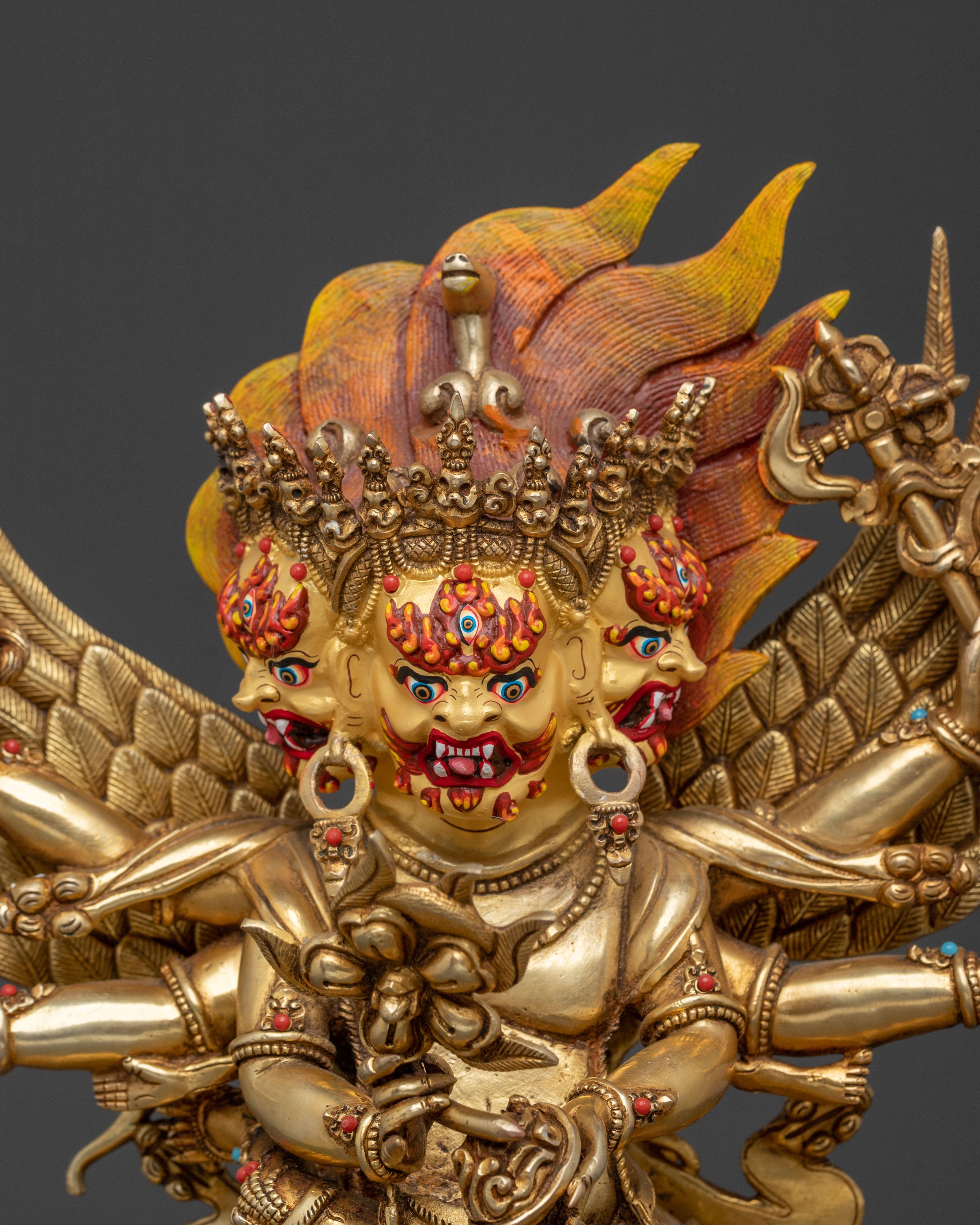 Hevajra Statue: 24k Gold Gilded Buddhist Deity