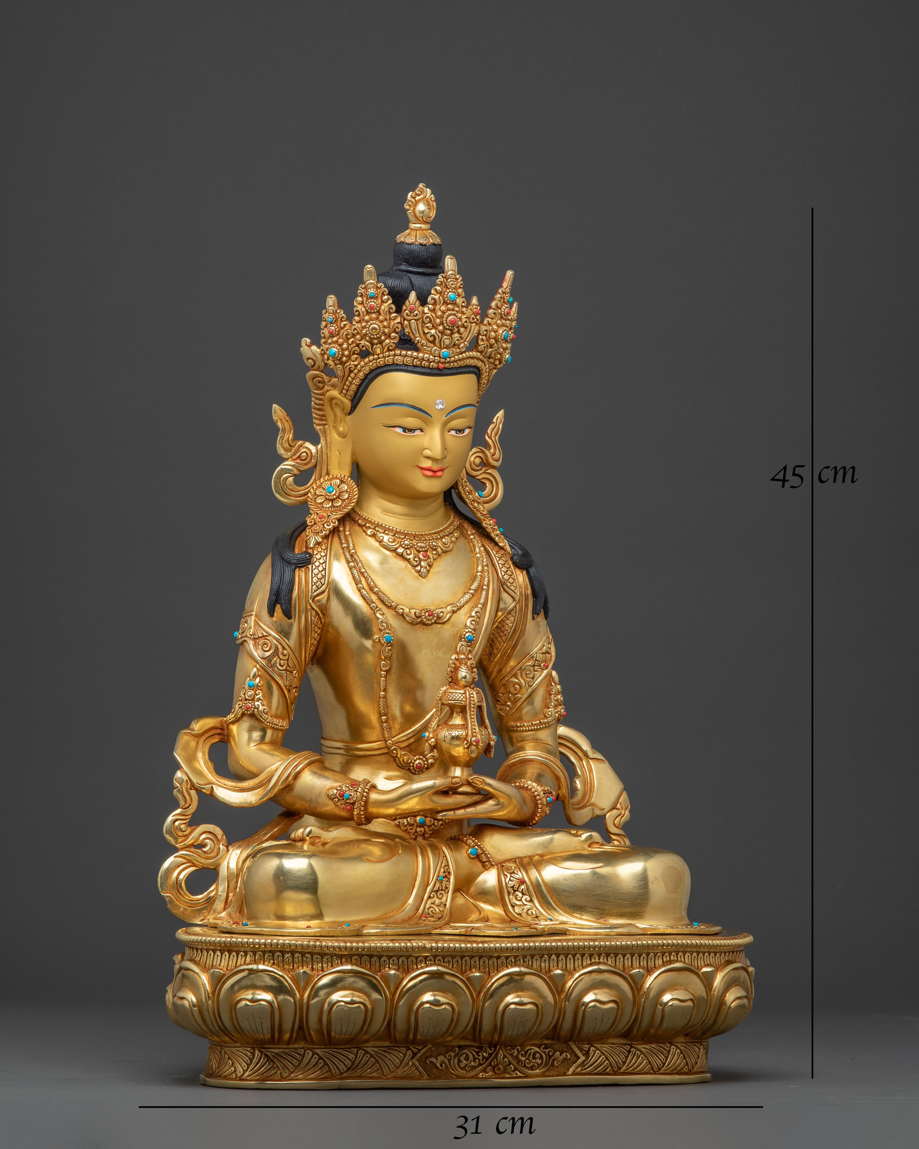 Amitayus Statue for Longevity – Hand-Gilded Copper