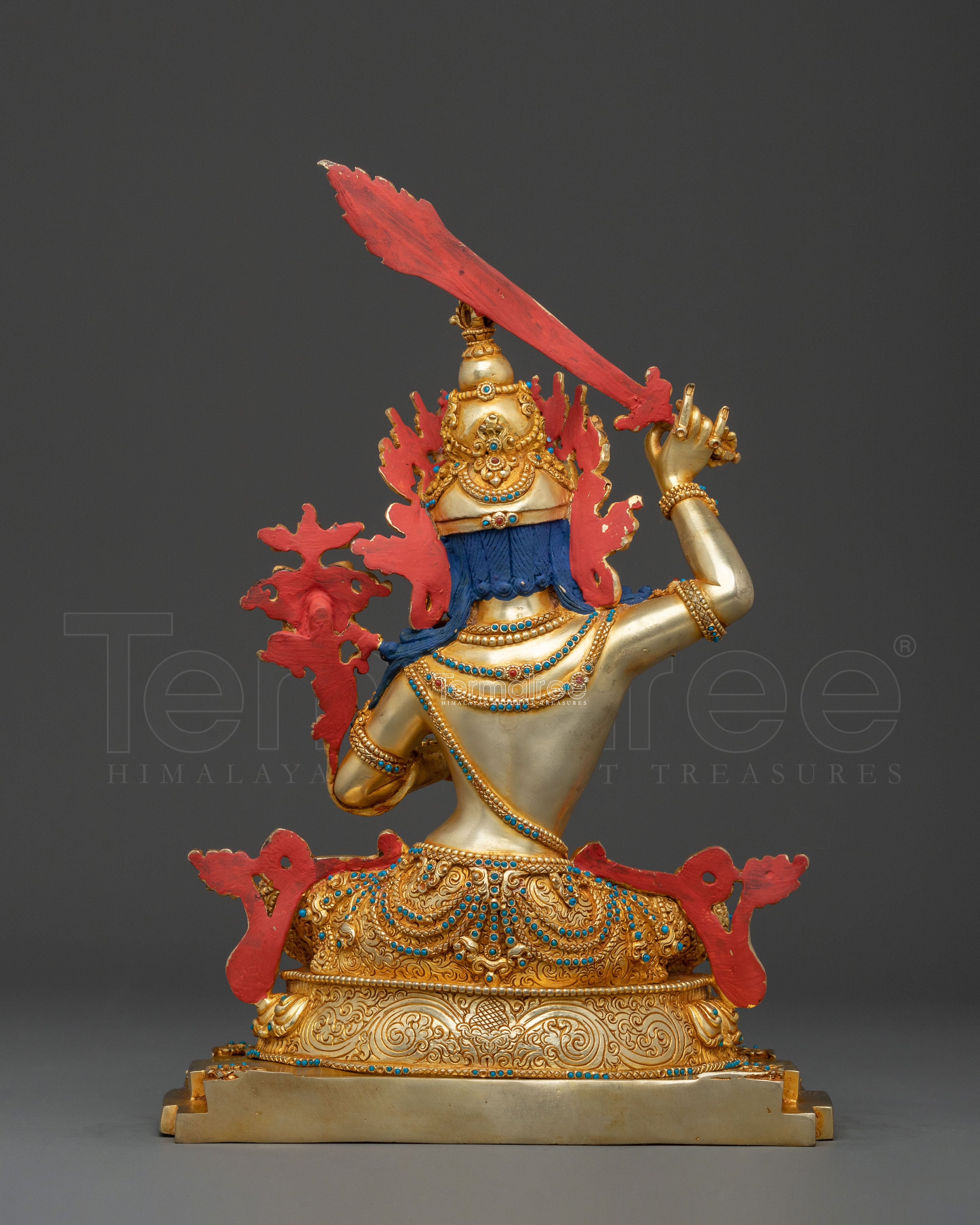 Manjushri Idol: 24K Gold Gilded Sacred Figurine