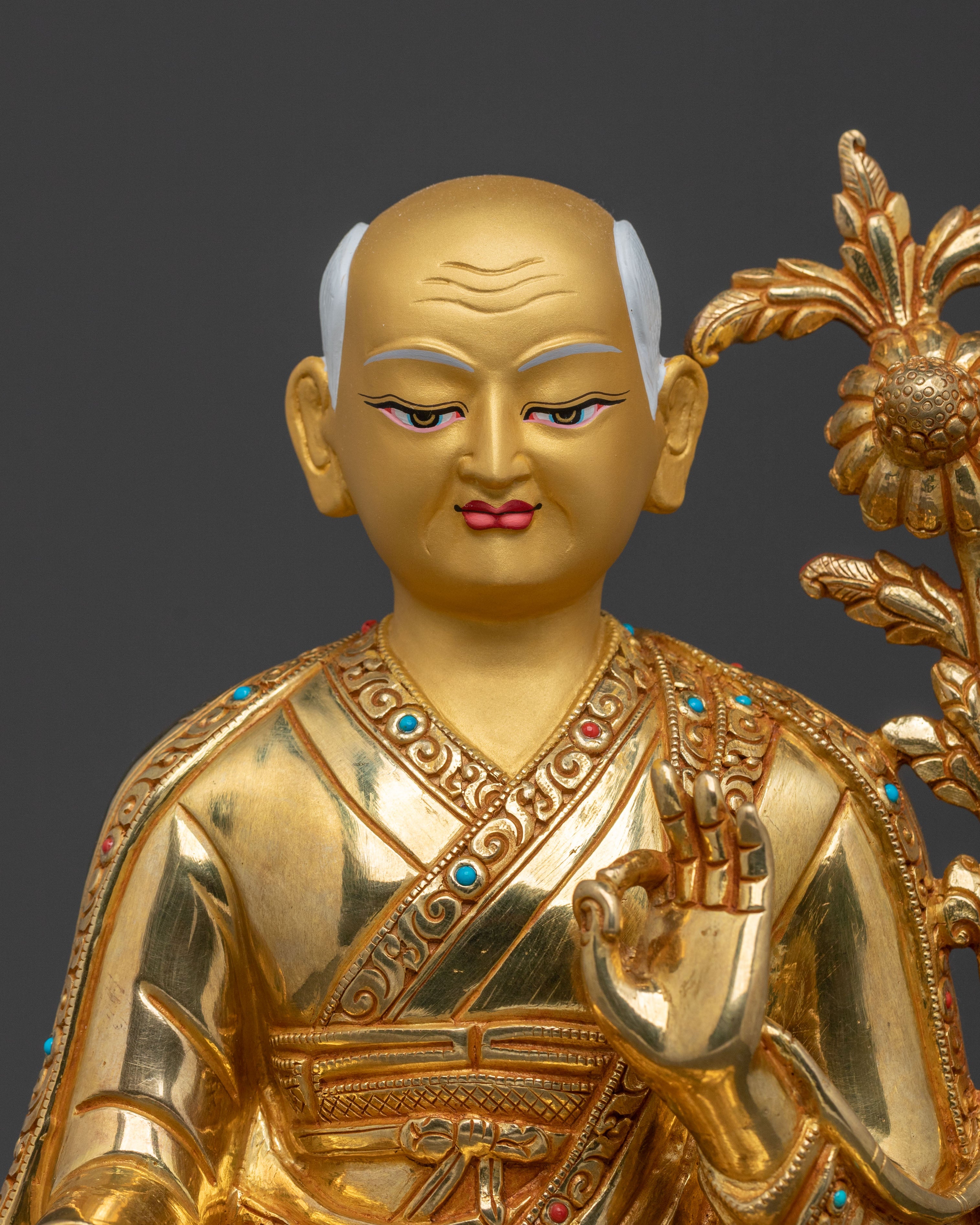 Shakya Master: 24K Gold Gilded Enlightenment Statue Set