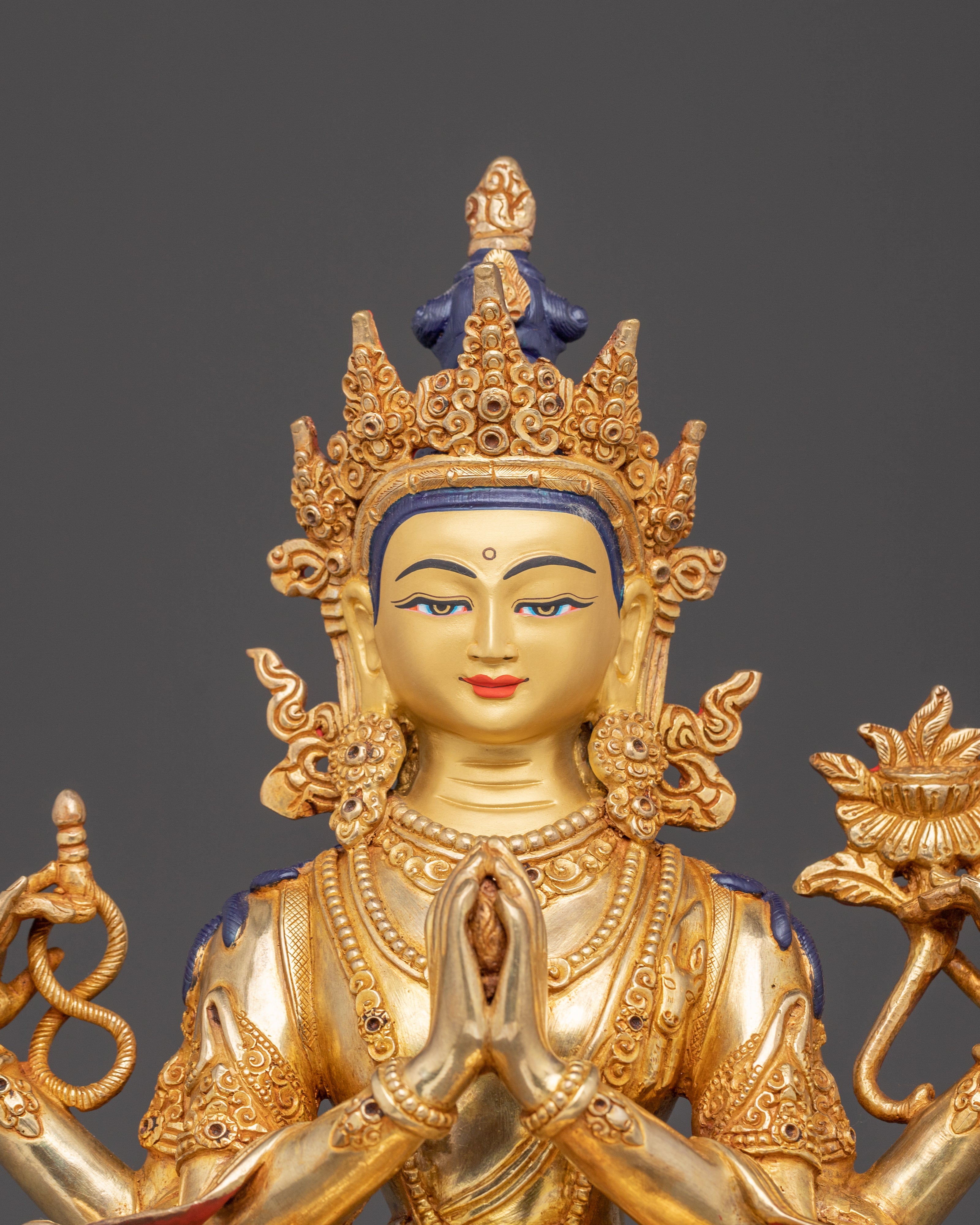 Bodhisattva Chenrezig Golden Statue | Handmade in Nepal