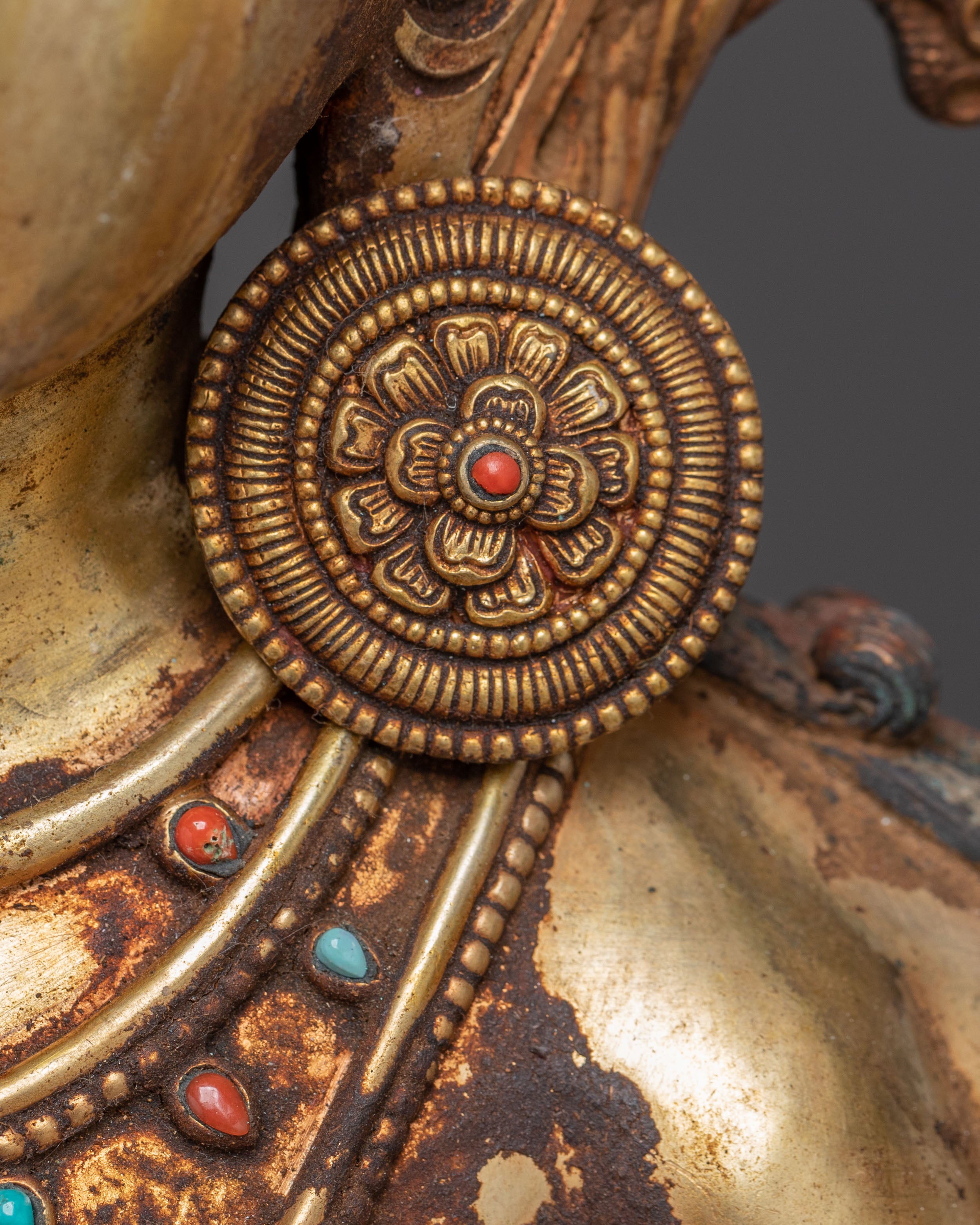 Handcrafted Lokeshwor Blessing Statue | 24K Gold Gilded Antique Statue