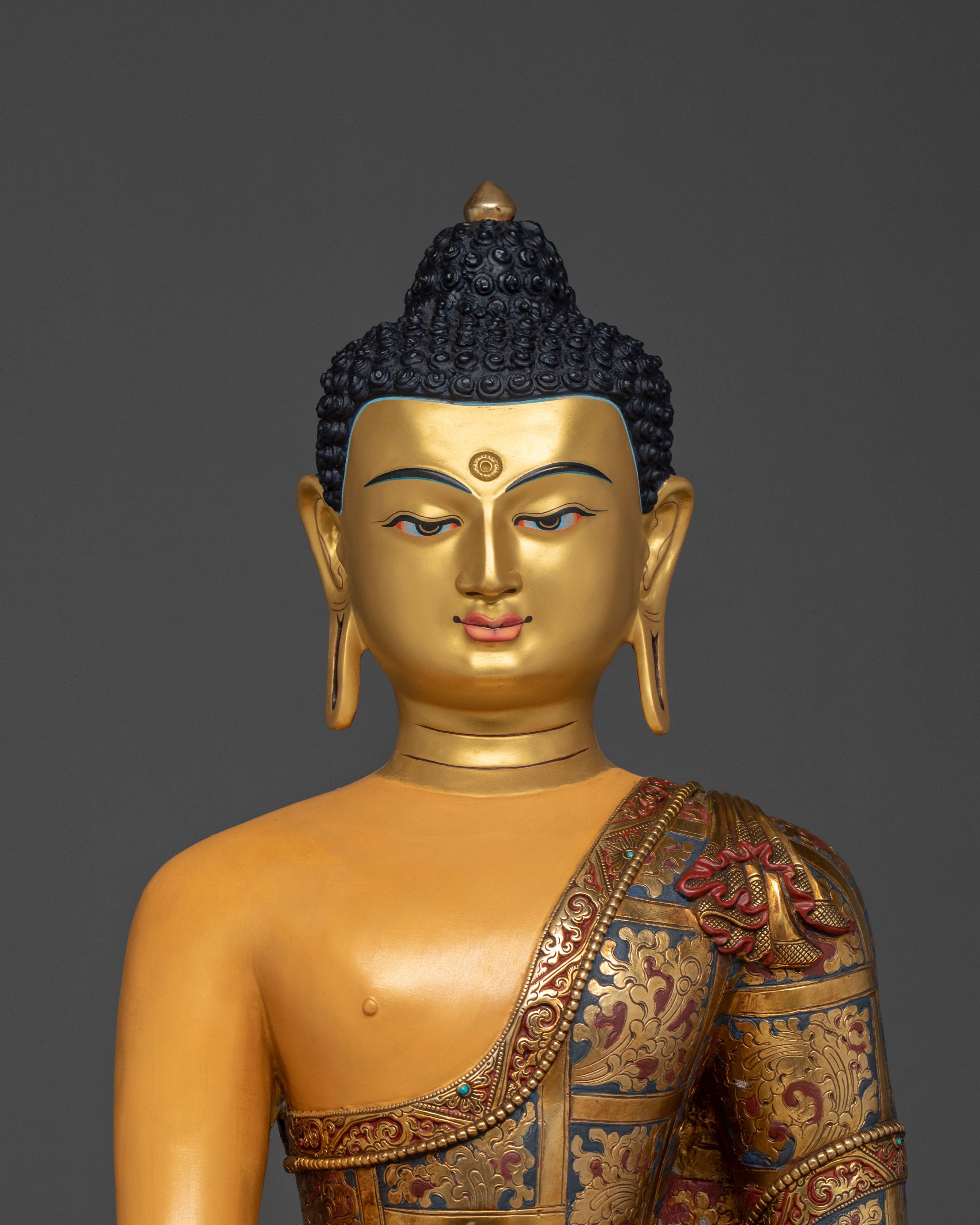 Shakyamuni Buddha Sacred Figurine on Throne | Home Decor