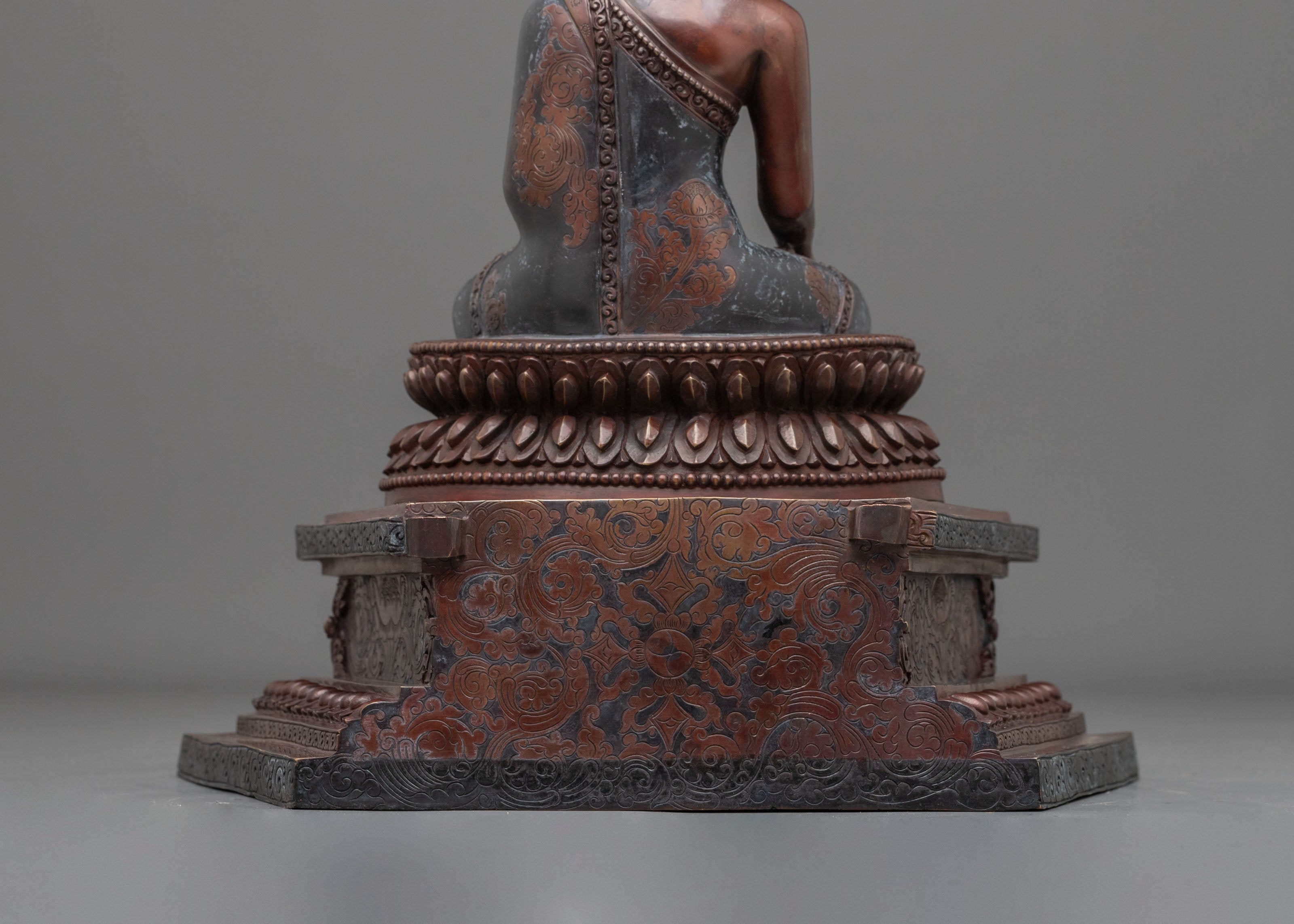 Shakyamuni Buddha Sculpture | Oxidized Copper Altar Statue