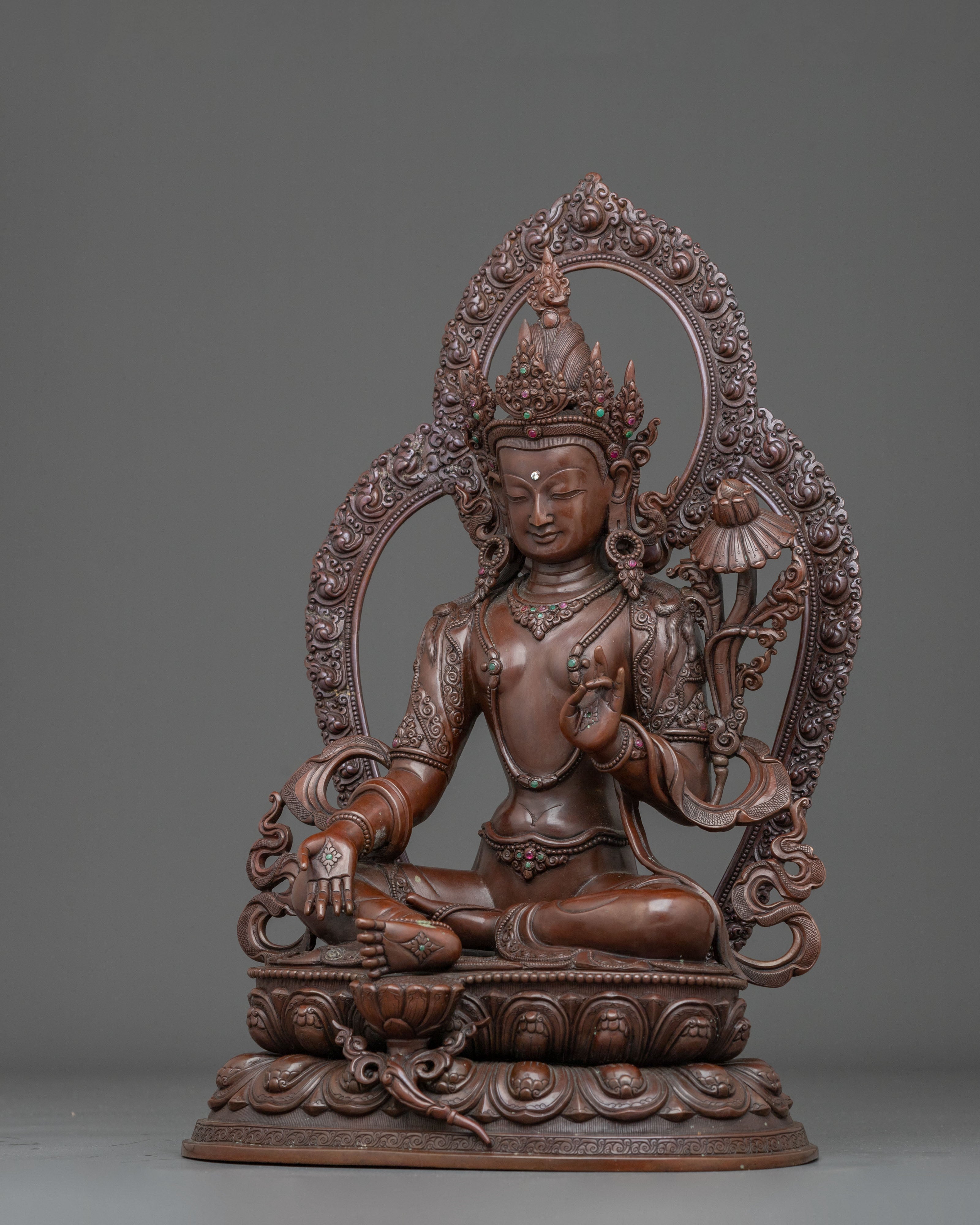 Bodhisattva Sacred Figurine | Oxidized Copper Statue