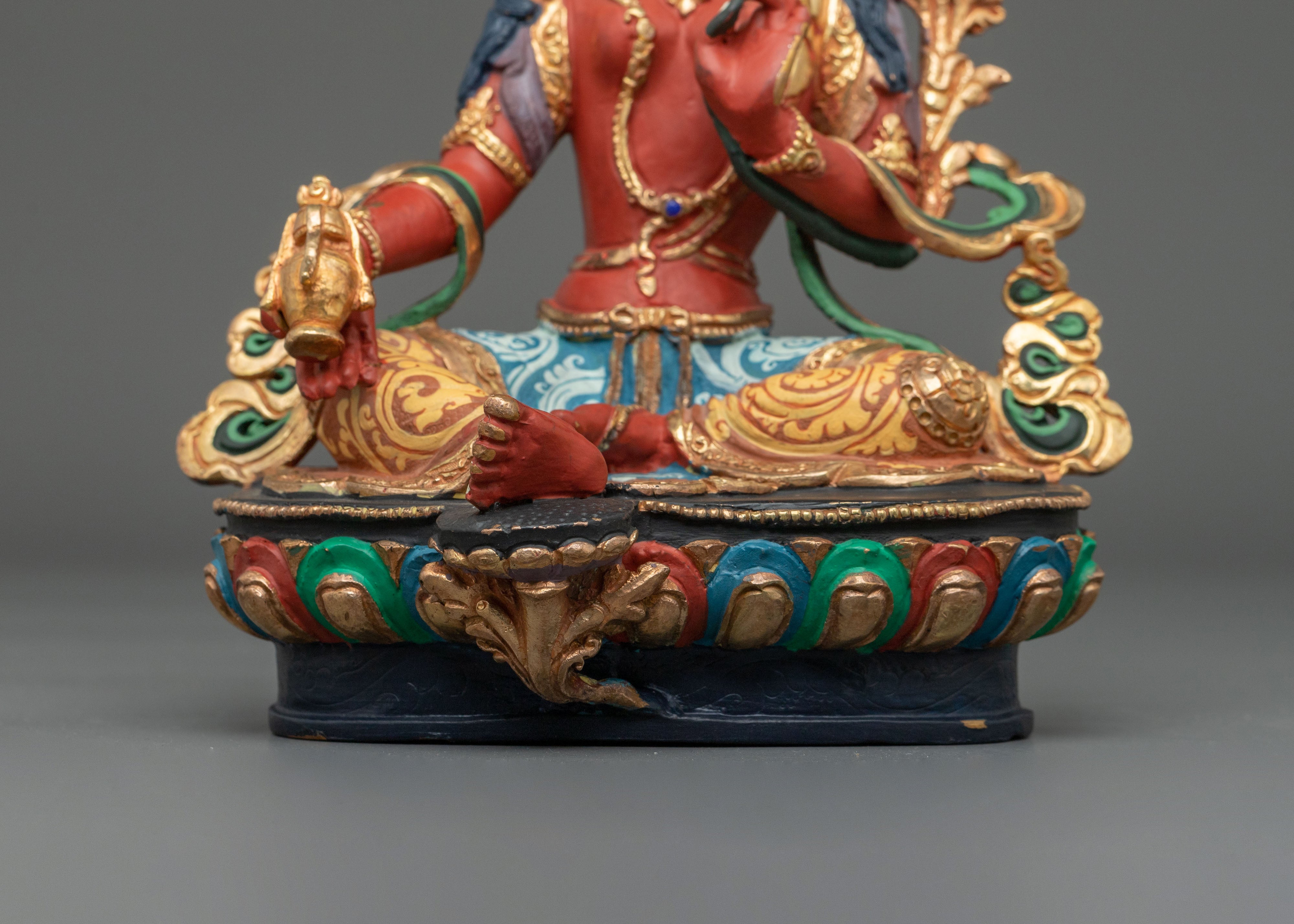Tibetan Buddhist Red Tara Statue | Handcrafted Devotion