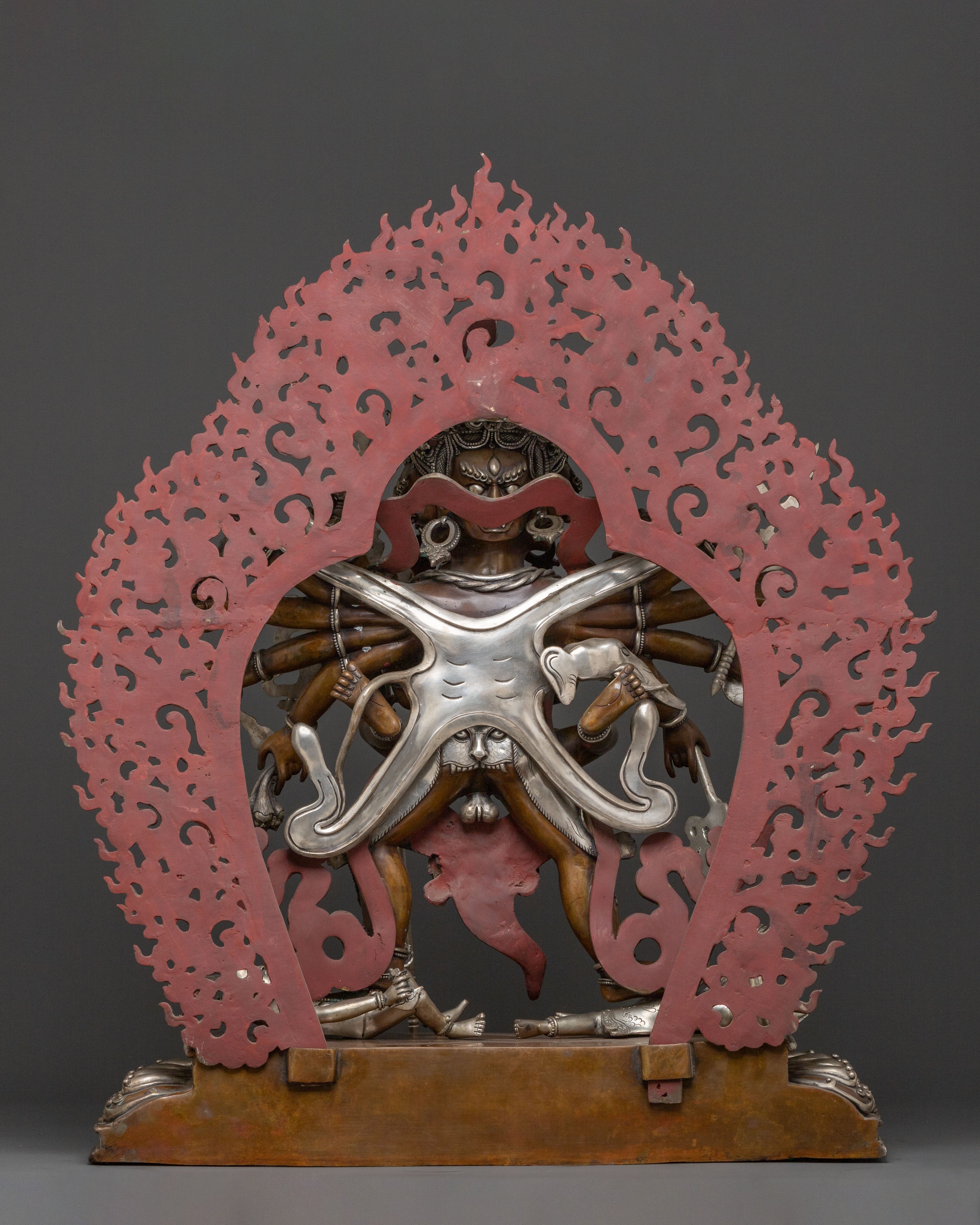Chakrasamvara Oxidized Copper Statue | Silver-Plated