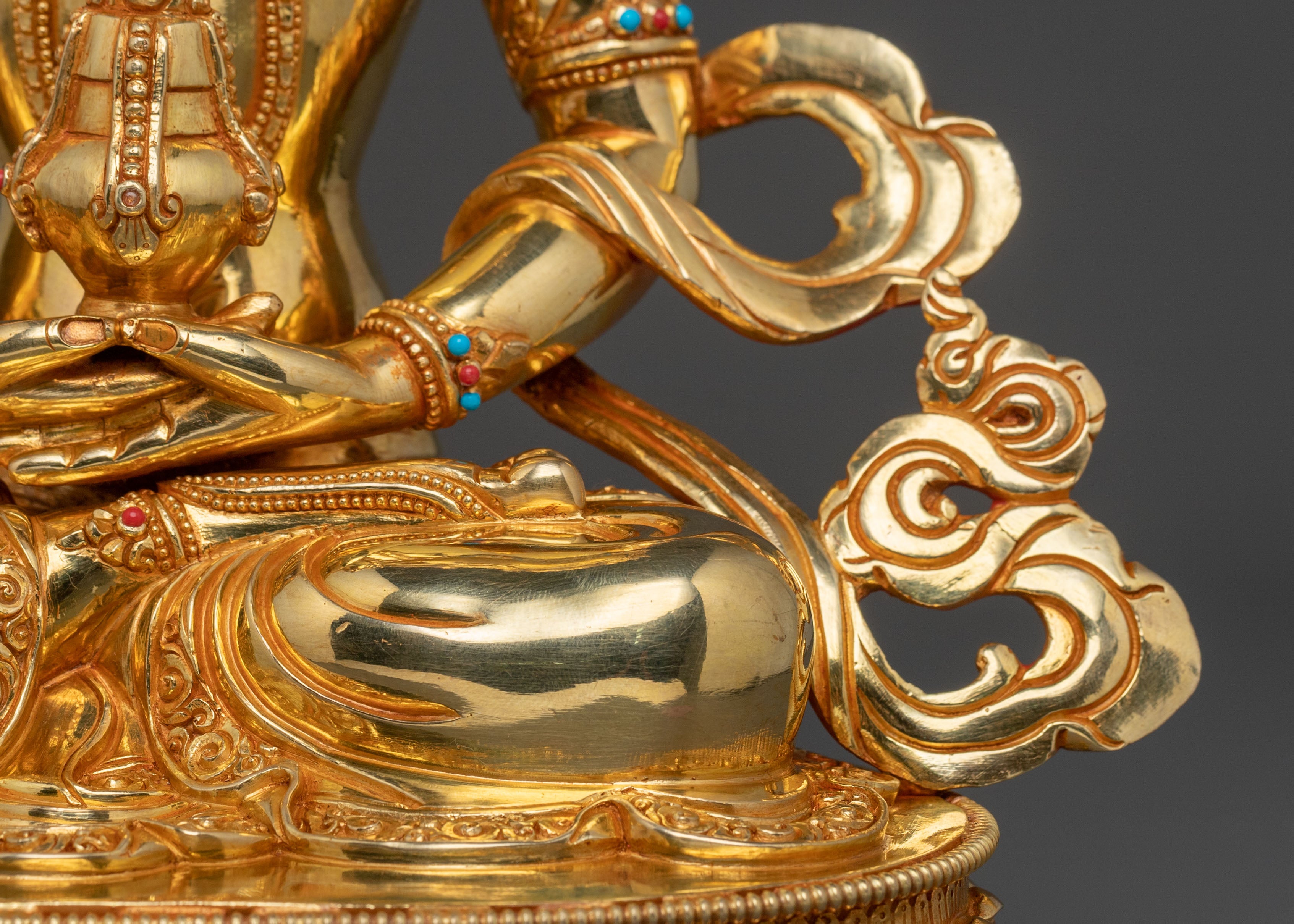 Handmade Amitayus Buddha Sculpture in Radiant 24K Gold
