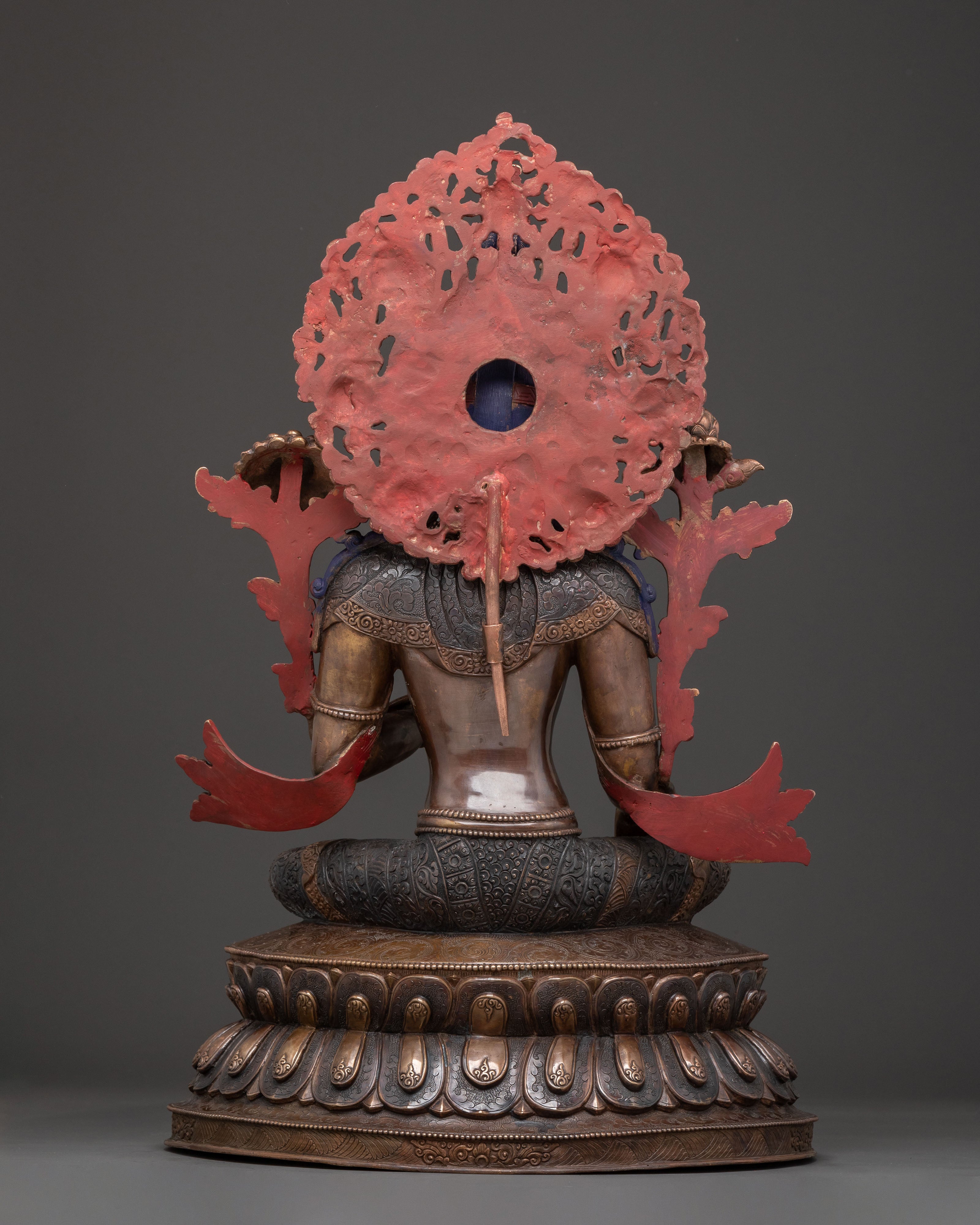 Copper Statue of Green Tara: Oxidized Himalayan Artistry