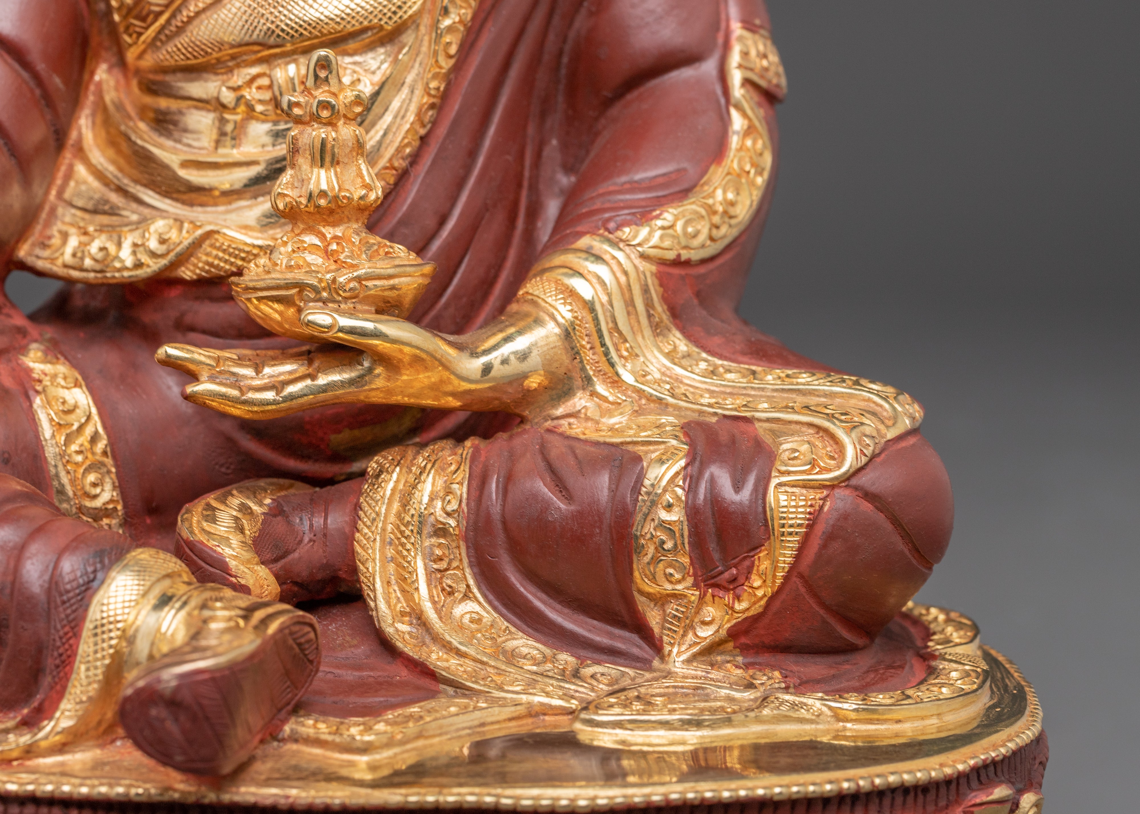 Nepalese Handcrafted Guru Rinpoche Copper Statue
