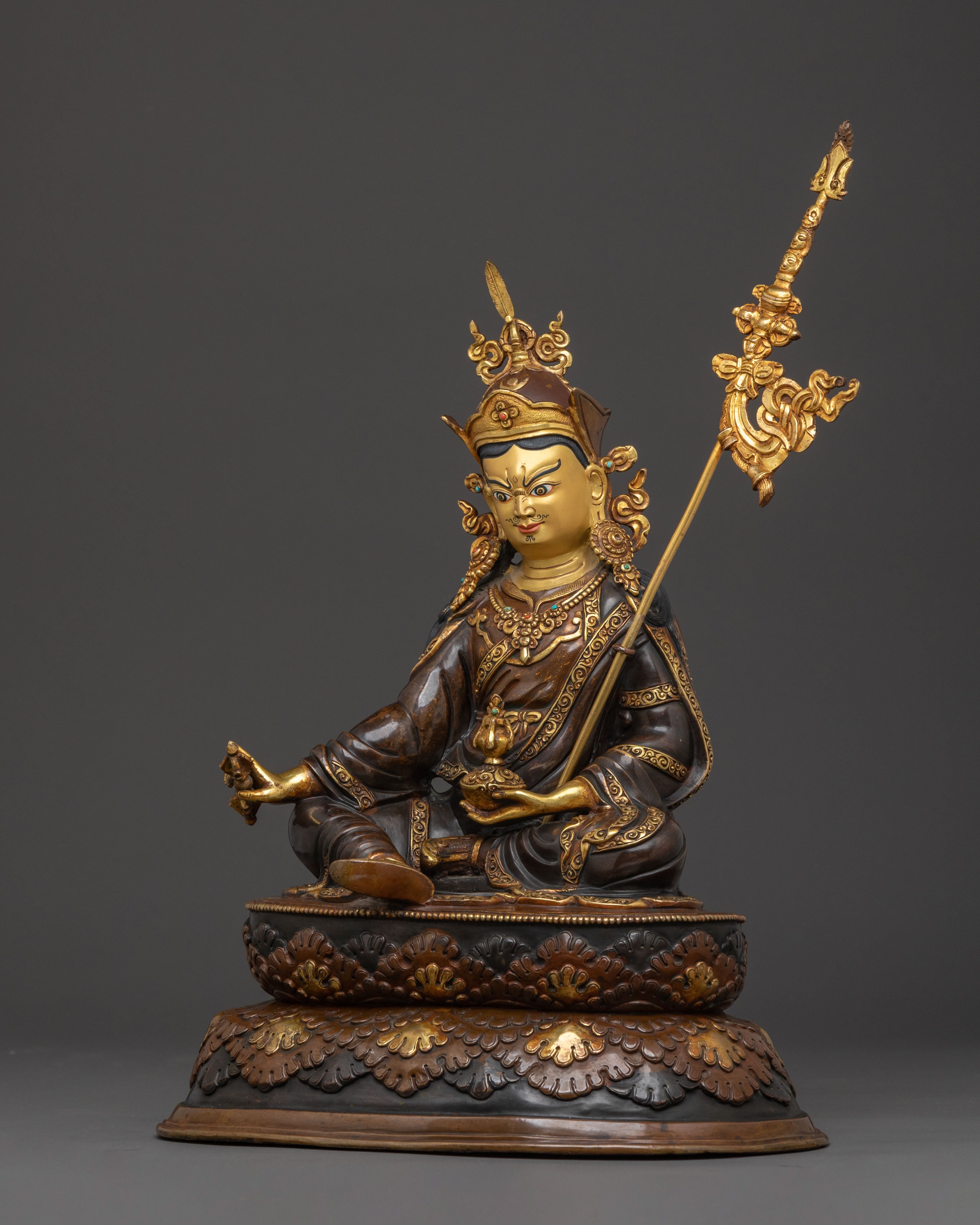 Guru Rinpoche Statue | 24K Gold Gilded Teacher Icon