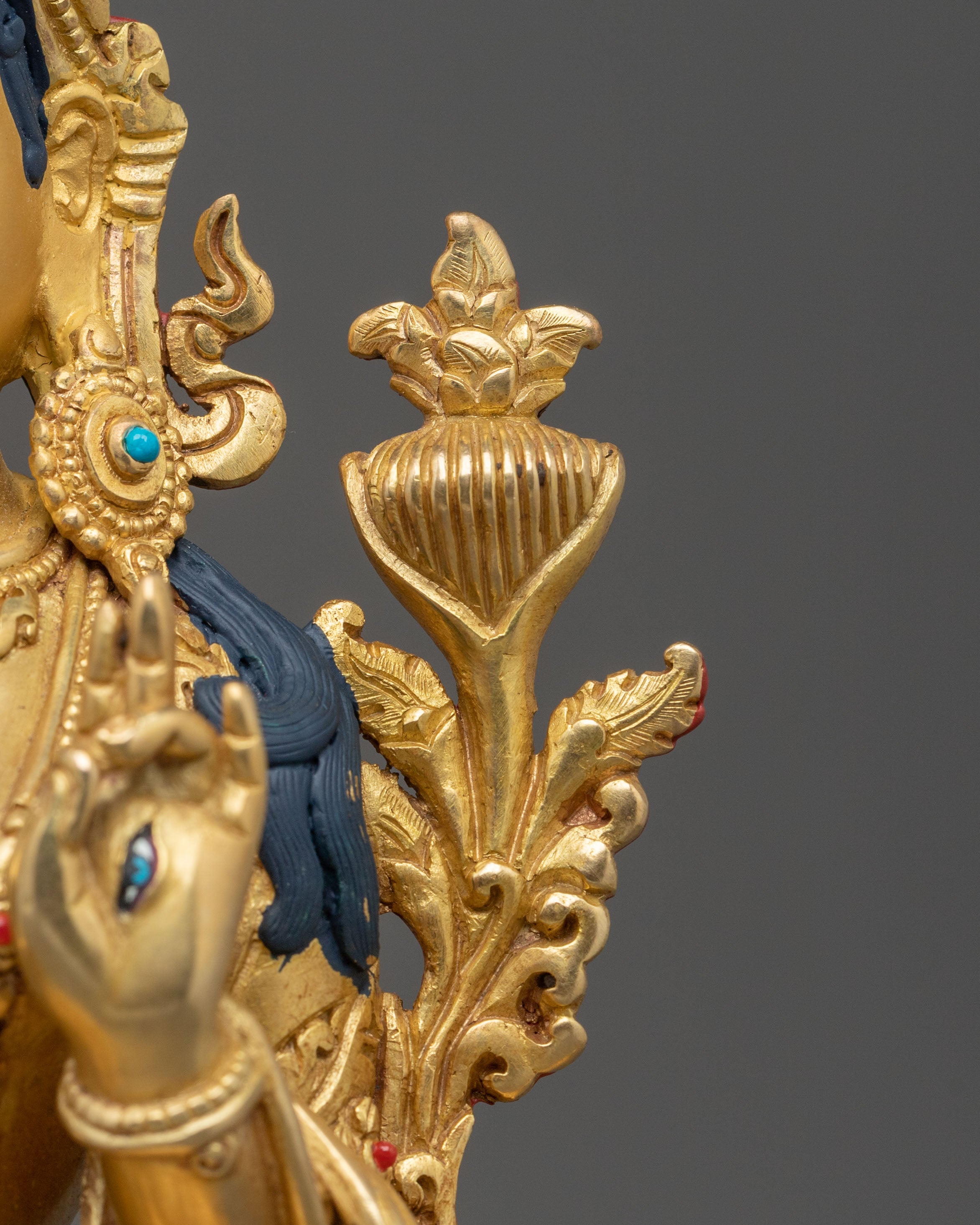 Tibetan Goddess | White Tara Sculpture Gilded in 24K Gold