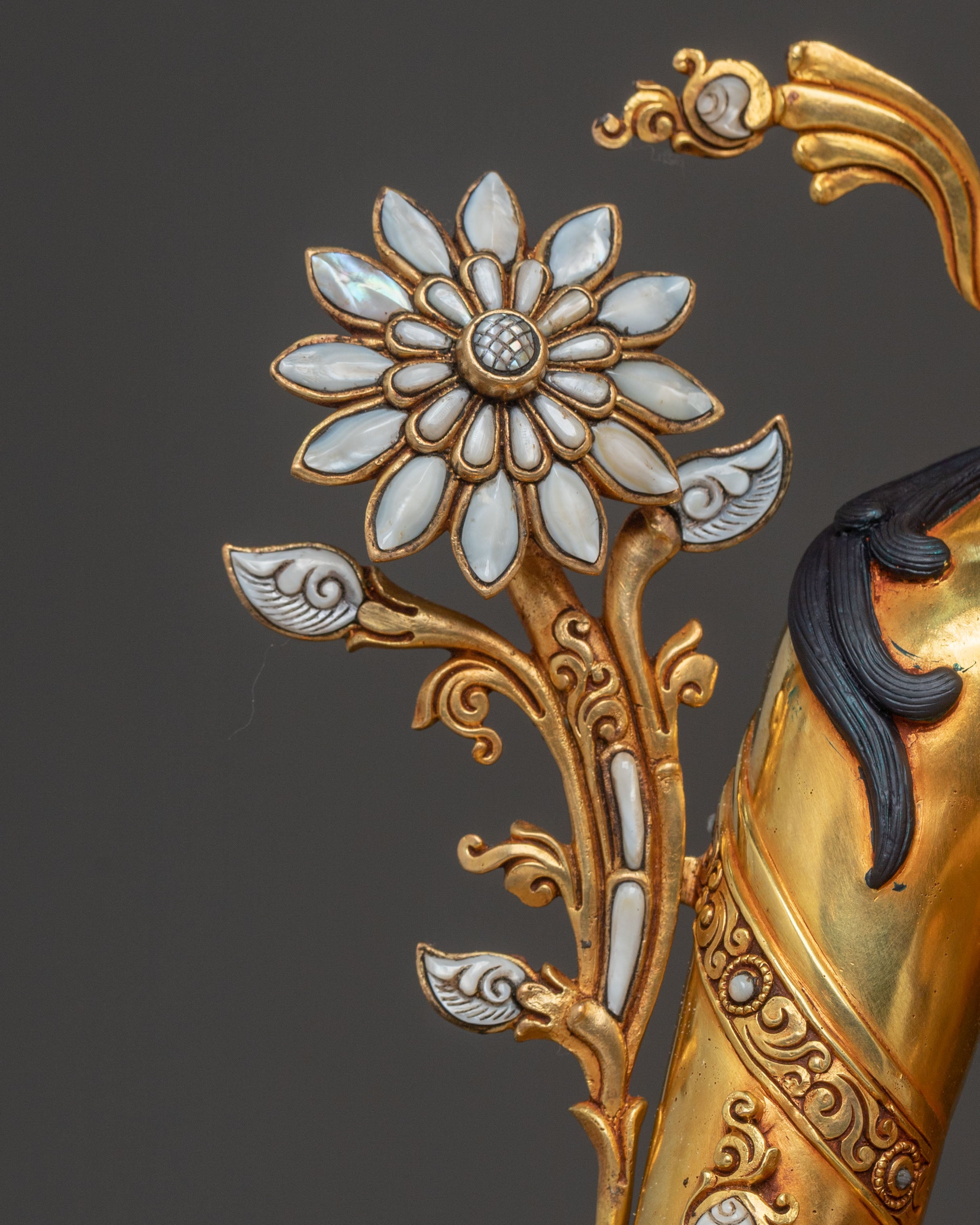 White Tara Healing Figure - 24K Gold Gilded Masterpiece