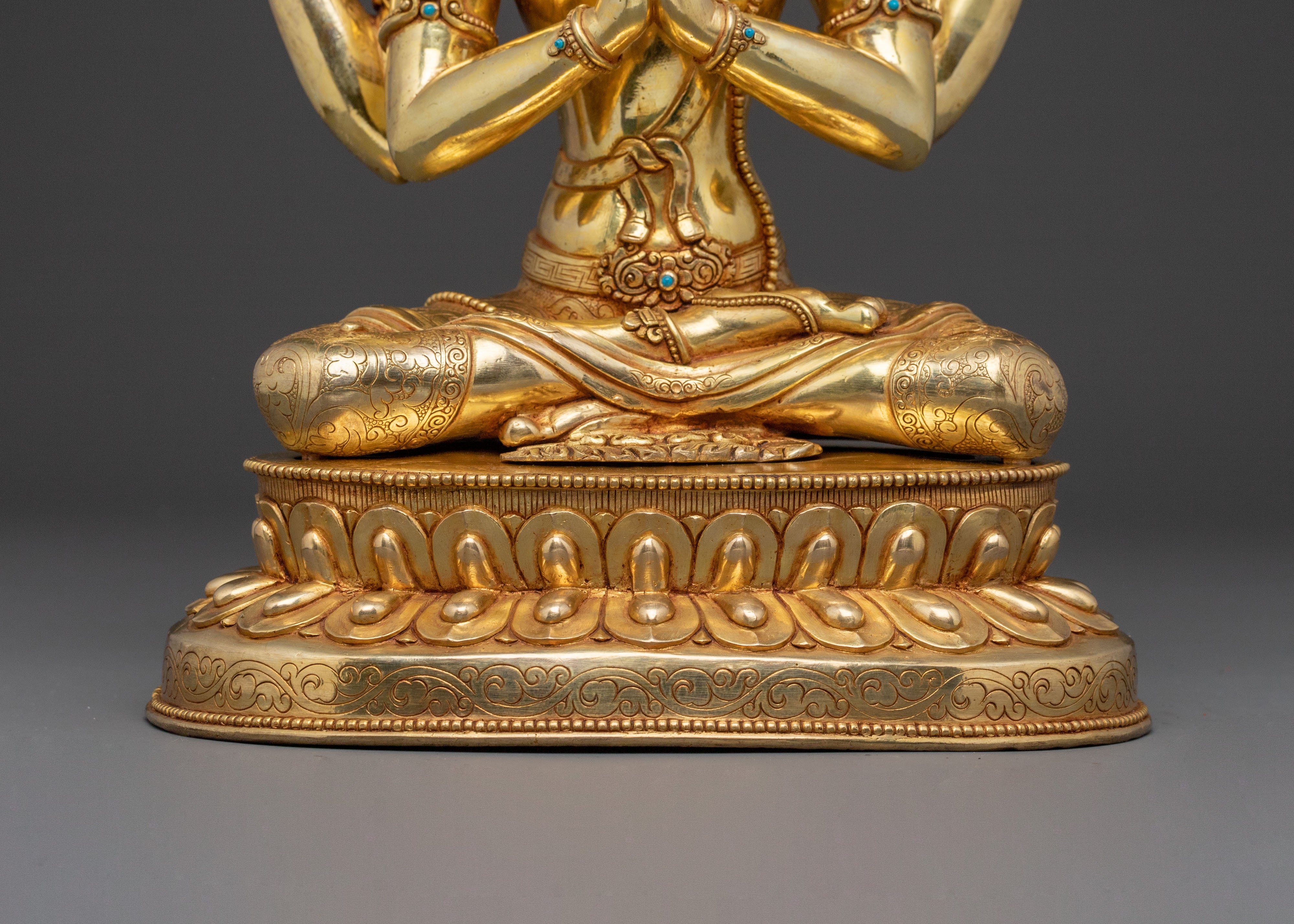 Handcrafted Divine Chenrezig Sculpture | Tibetan Sacred Sculpture