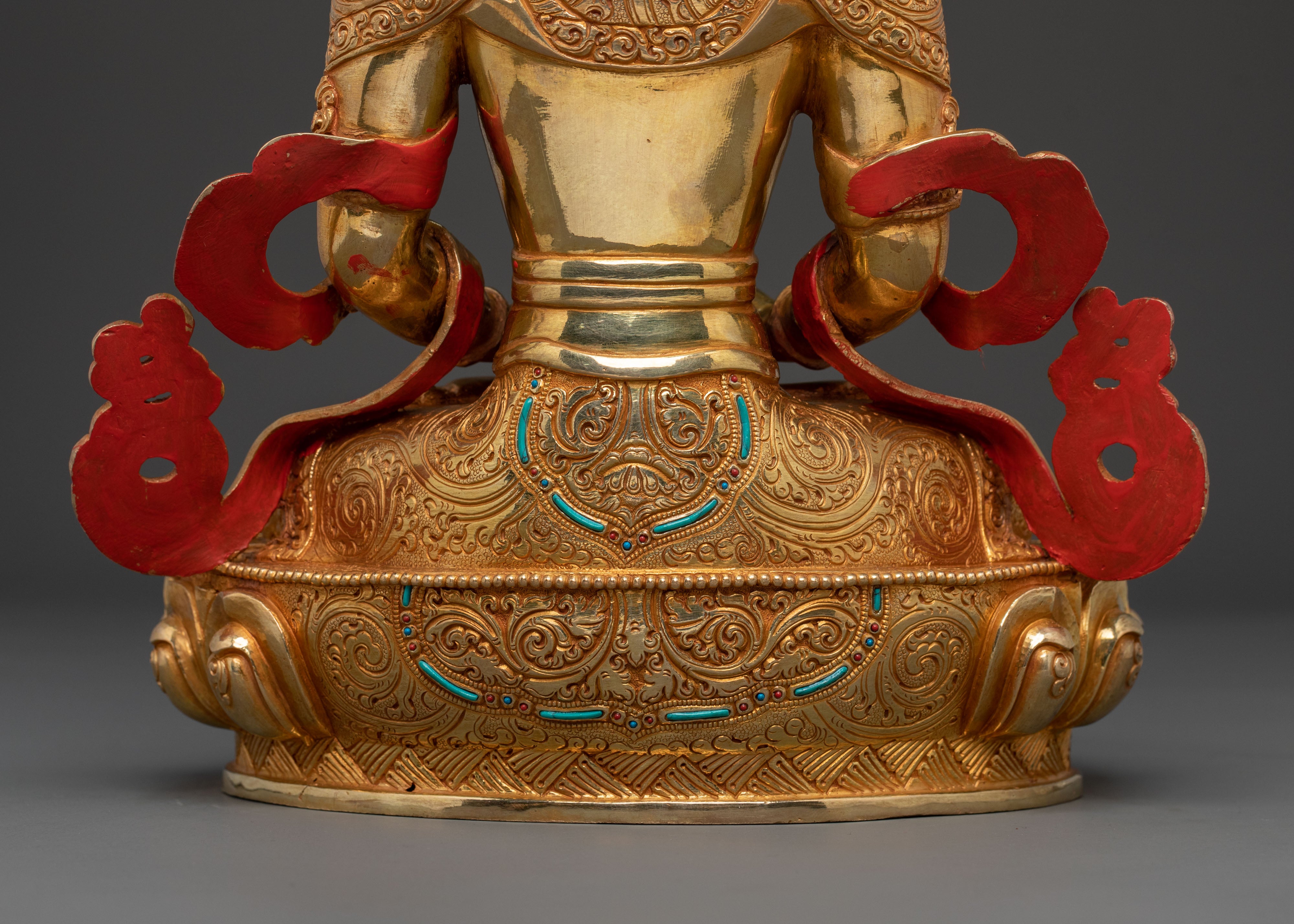 Handmade Amitayus Longevity Statue | 24K Gold Gilded