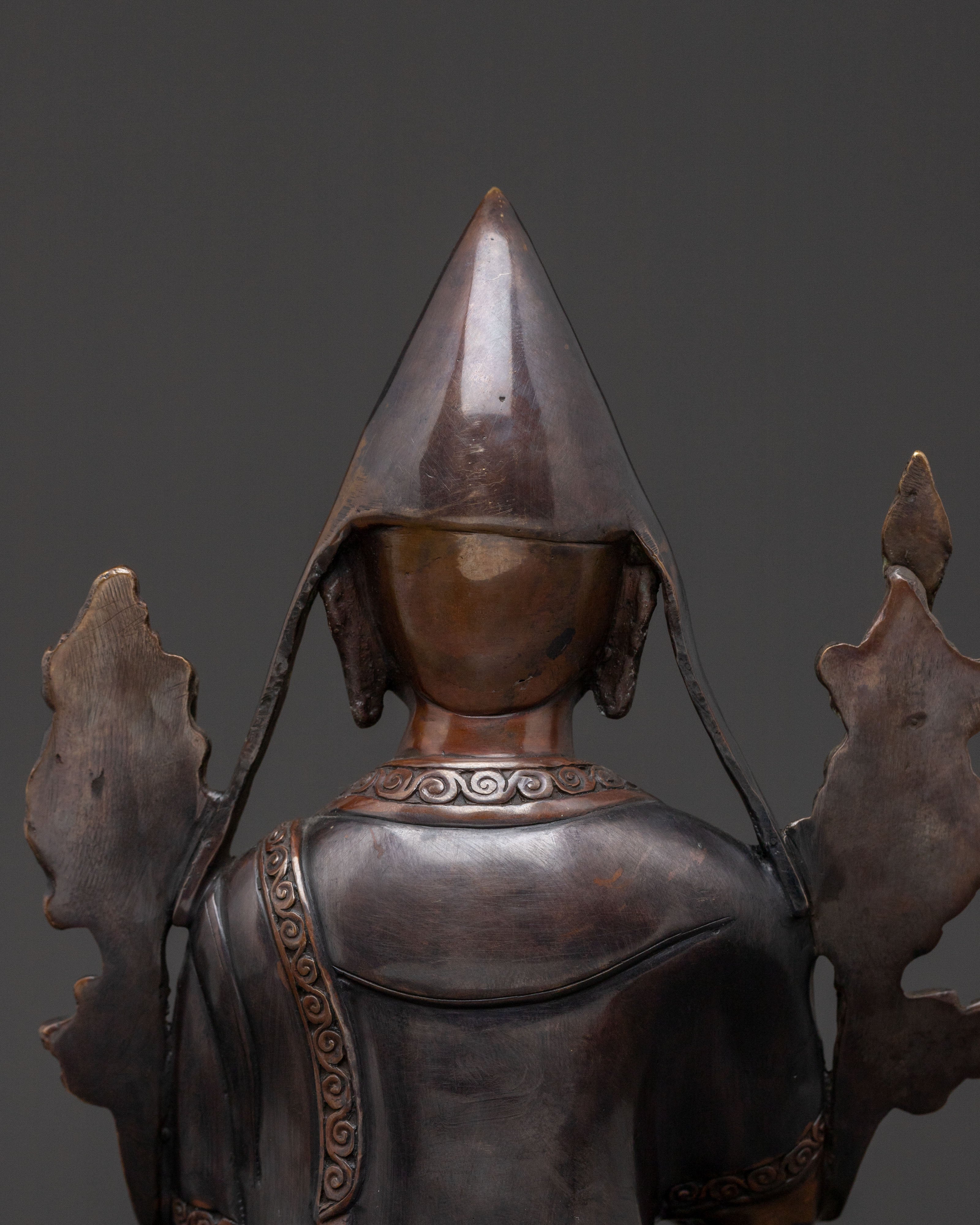 Tsongkhapa with Disciples Oxidized Copper Statue