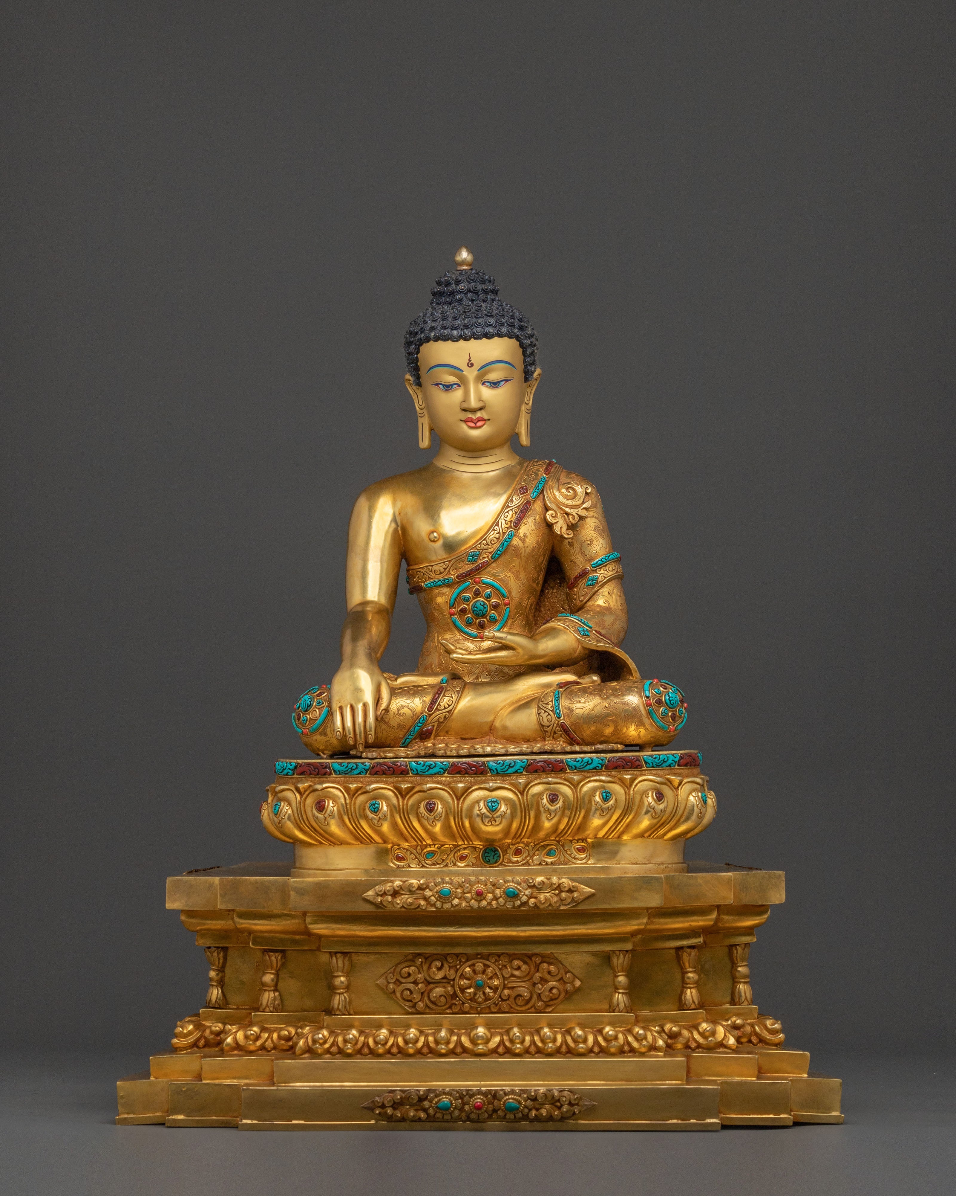 Shakyamuni Buddha Statue On Throne | Home Decor