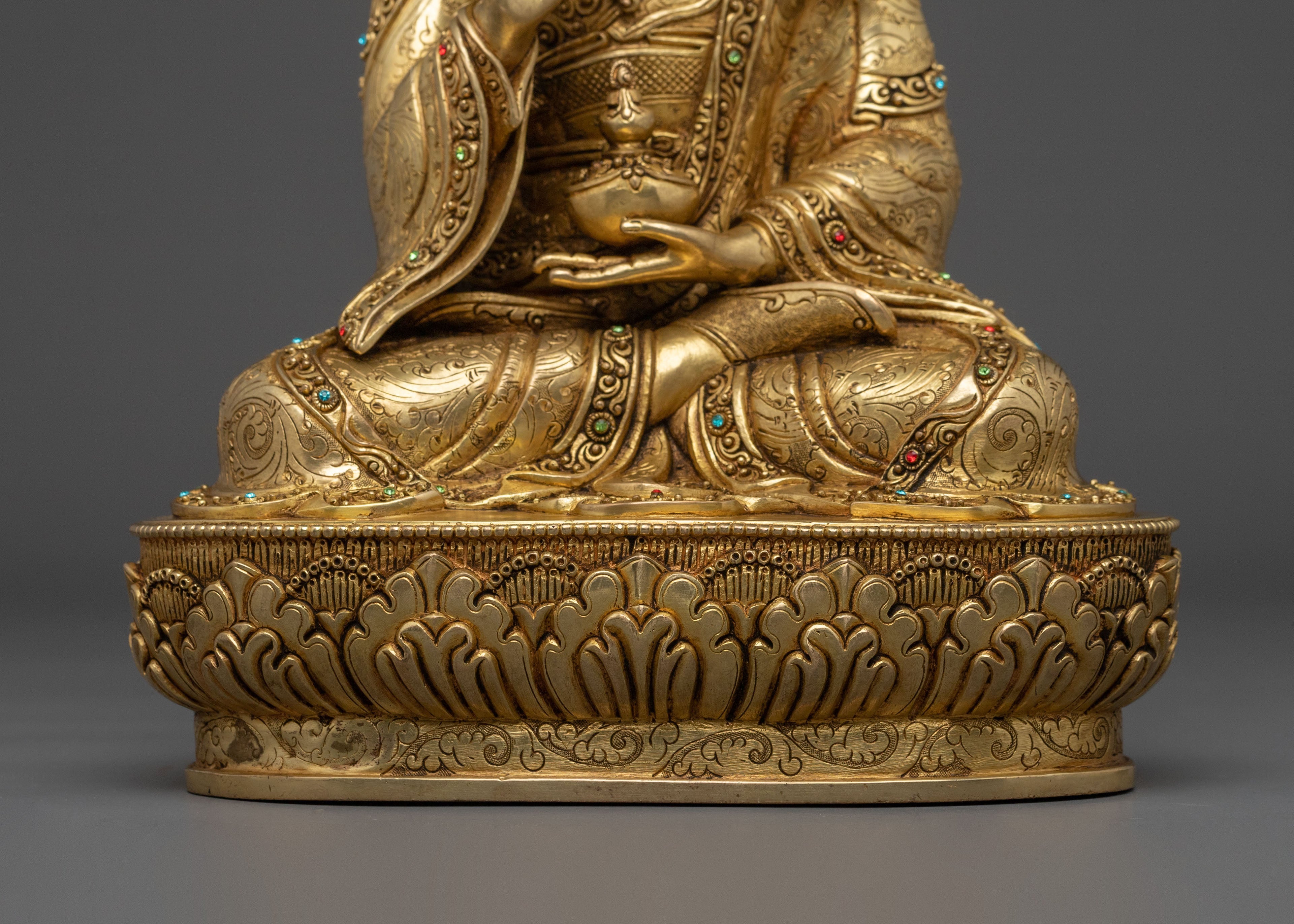 Guru Tsokye Dorje Sacred Sculpture | 24K Gold Gilded Vajrayana Statue