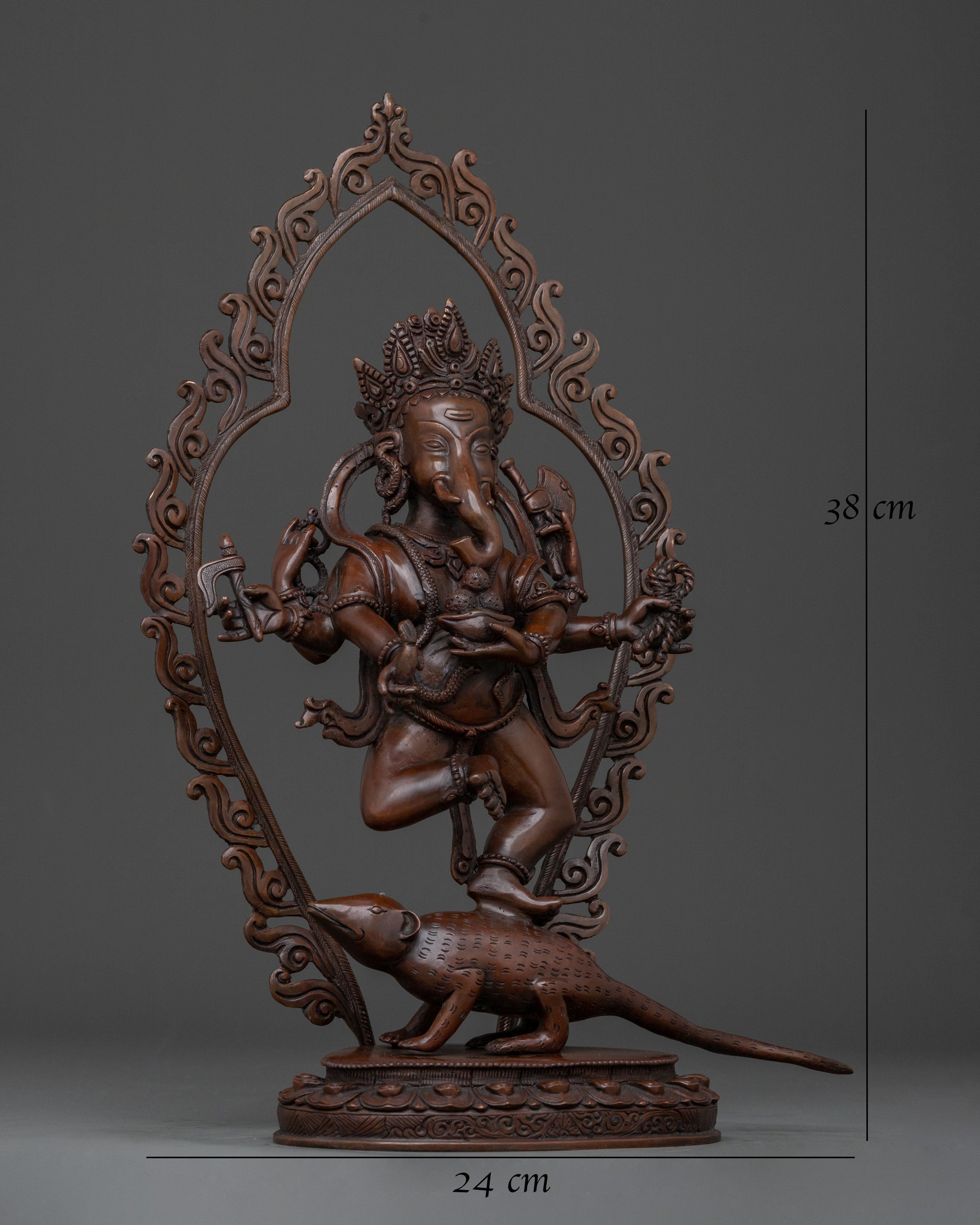 God Ganesh: Oxidized Copper Handcrafted Sculpture