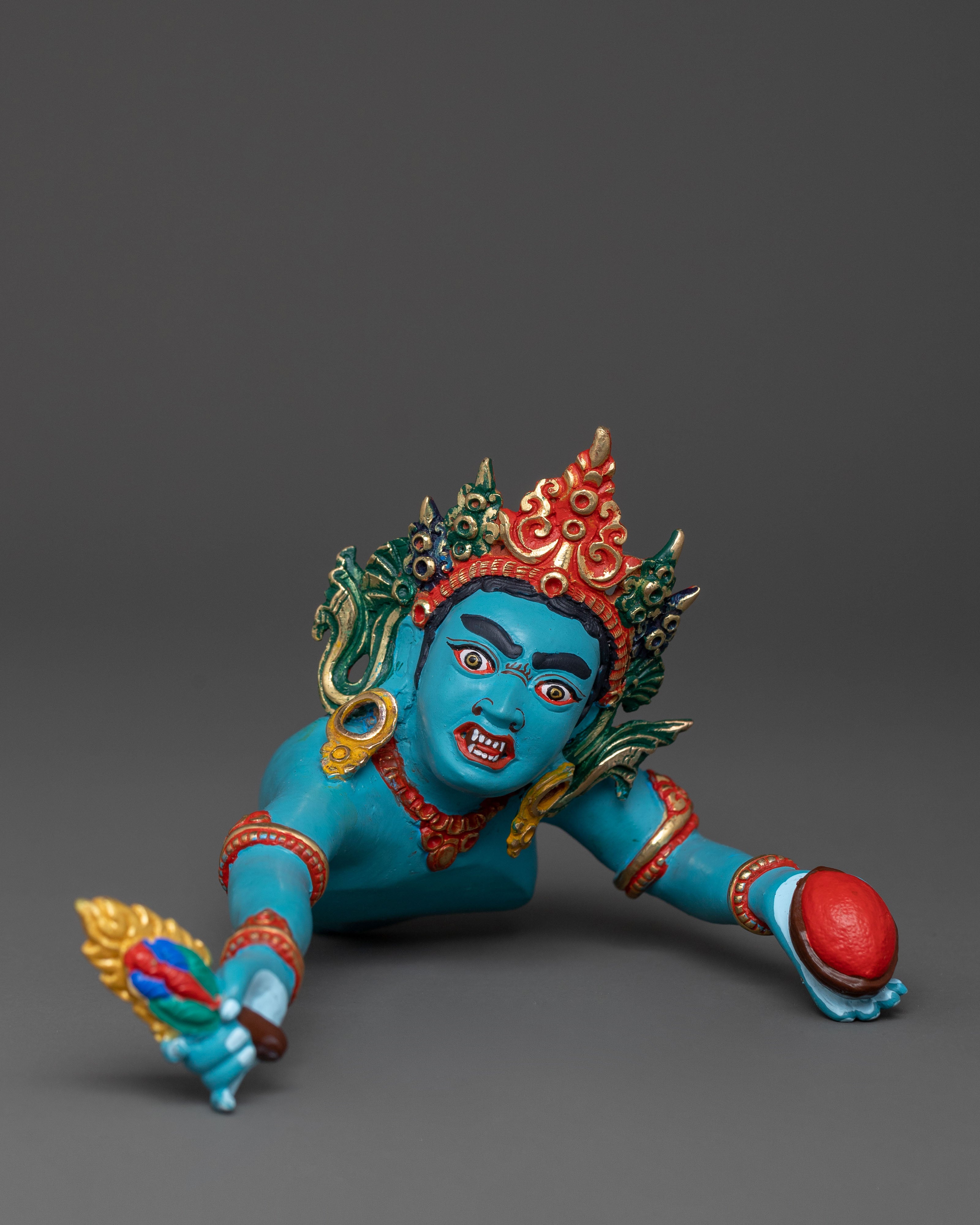 Red Dzambhala Sacred Idol | Buddhist Deity of Wealth and Abundance