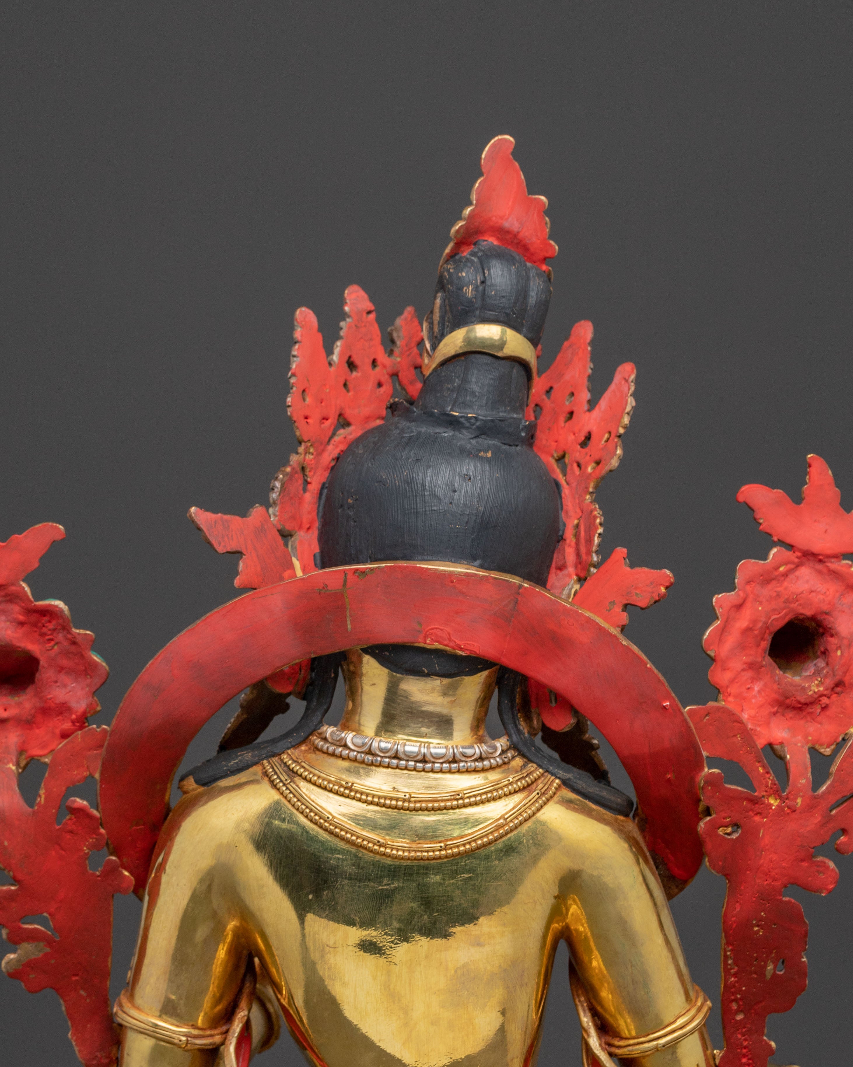 Green Tara Goddess Golden Statue - Triple Layer of 24K Gold Gilding