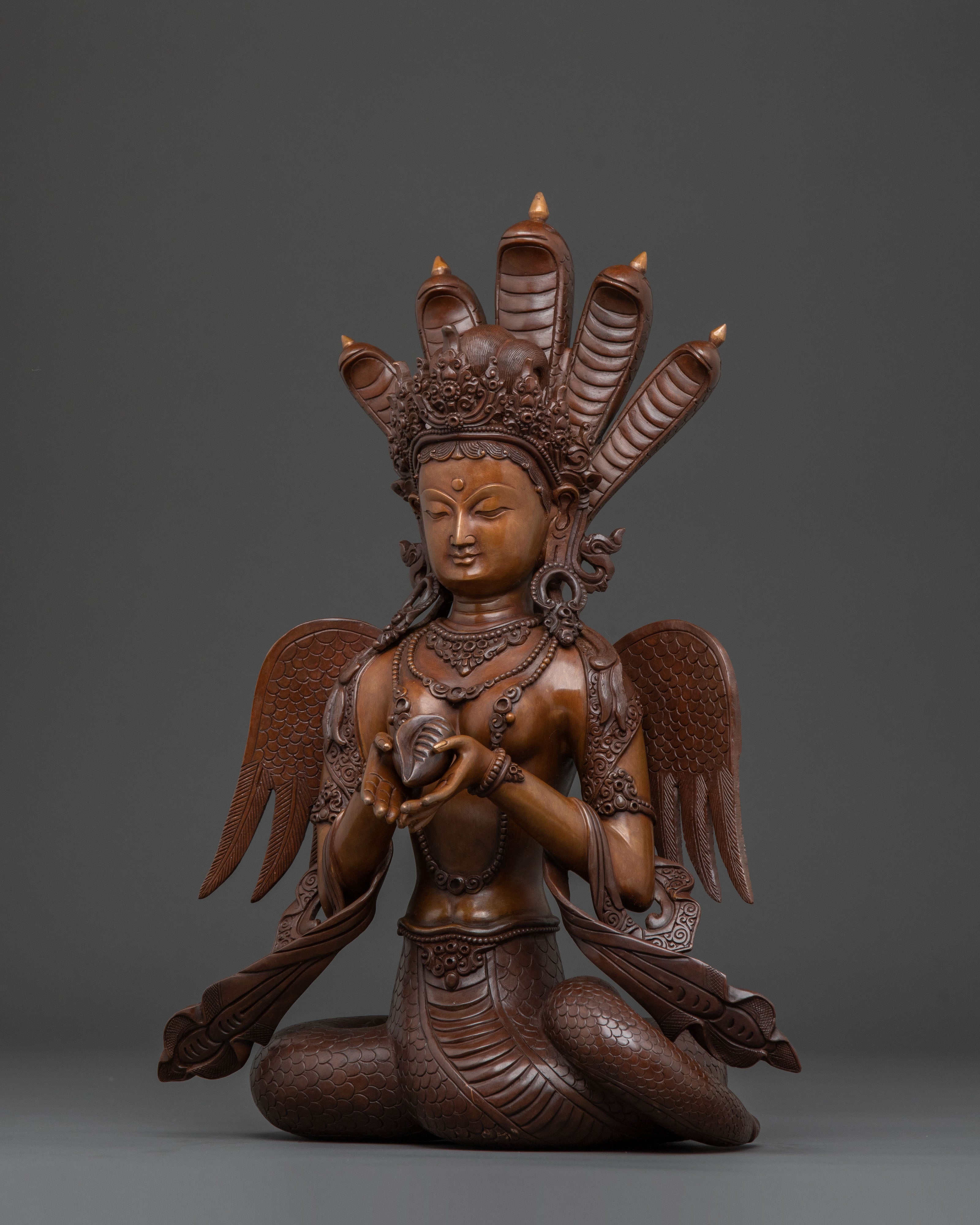 Oxidized Copper Nagkanya Sculpture | Spiritual Decor